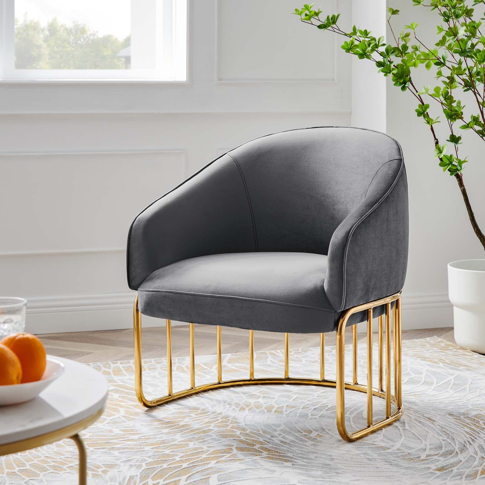 Modway Accent Chairs - Legacy Performance Velvet Armchair Gray
