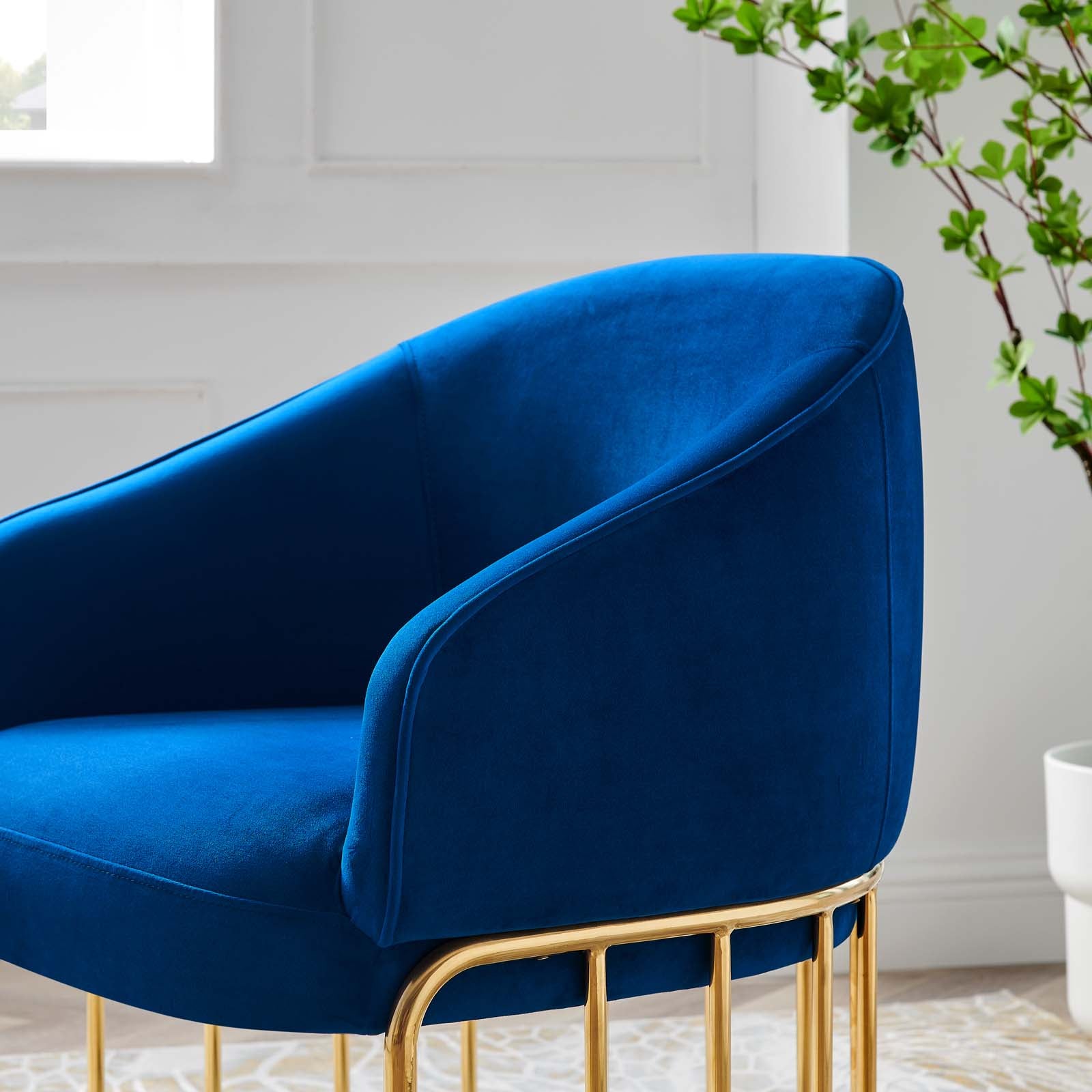 Modway Accent Chairs - Legacy Performance Velvet Armchair Navy