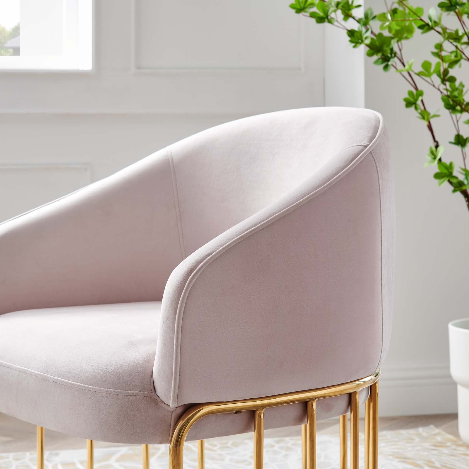 Modway Accent Chairs - Legacy Performance Velvet Armchair Pink