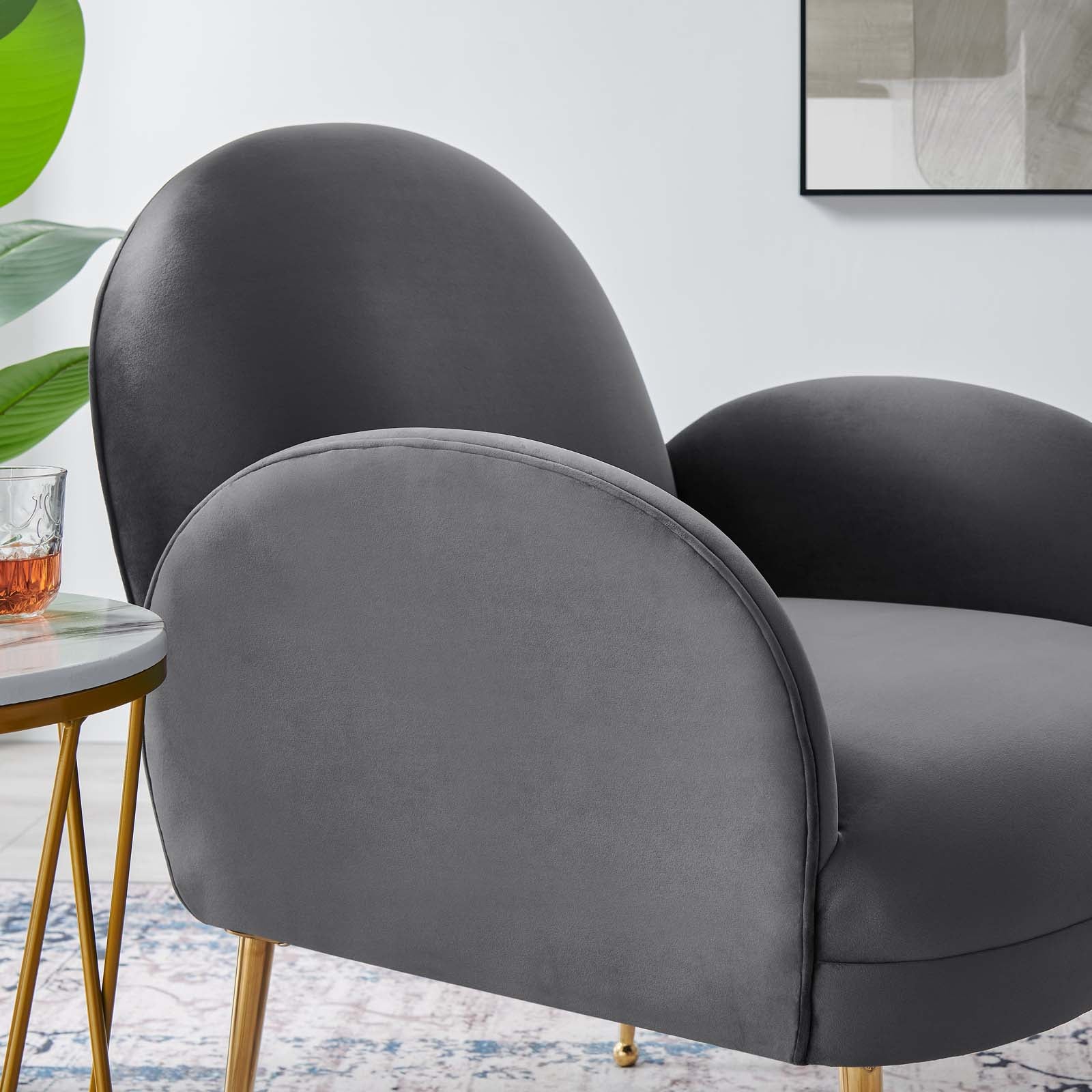 Modway Accent Chairs - Transcend Performance Velvet Armchair Gray