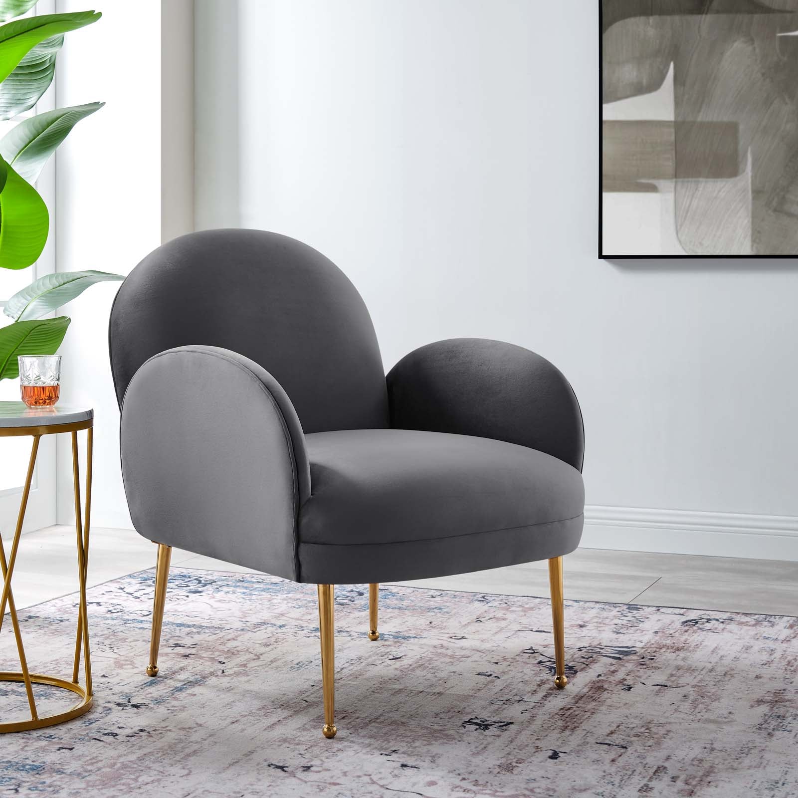 Modway Accent Chairs - Transcend Performance Velvet Armchair Gray