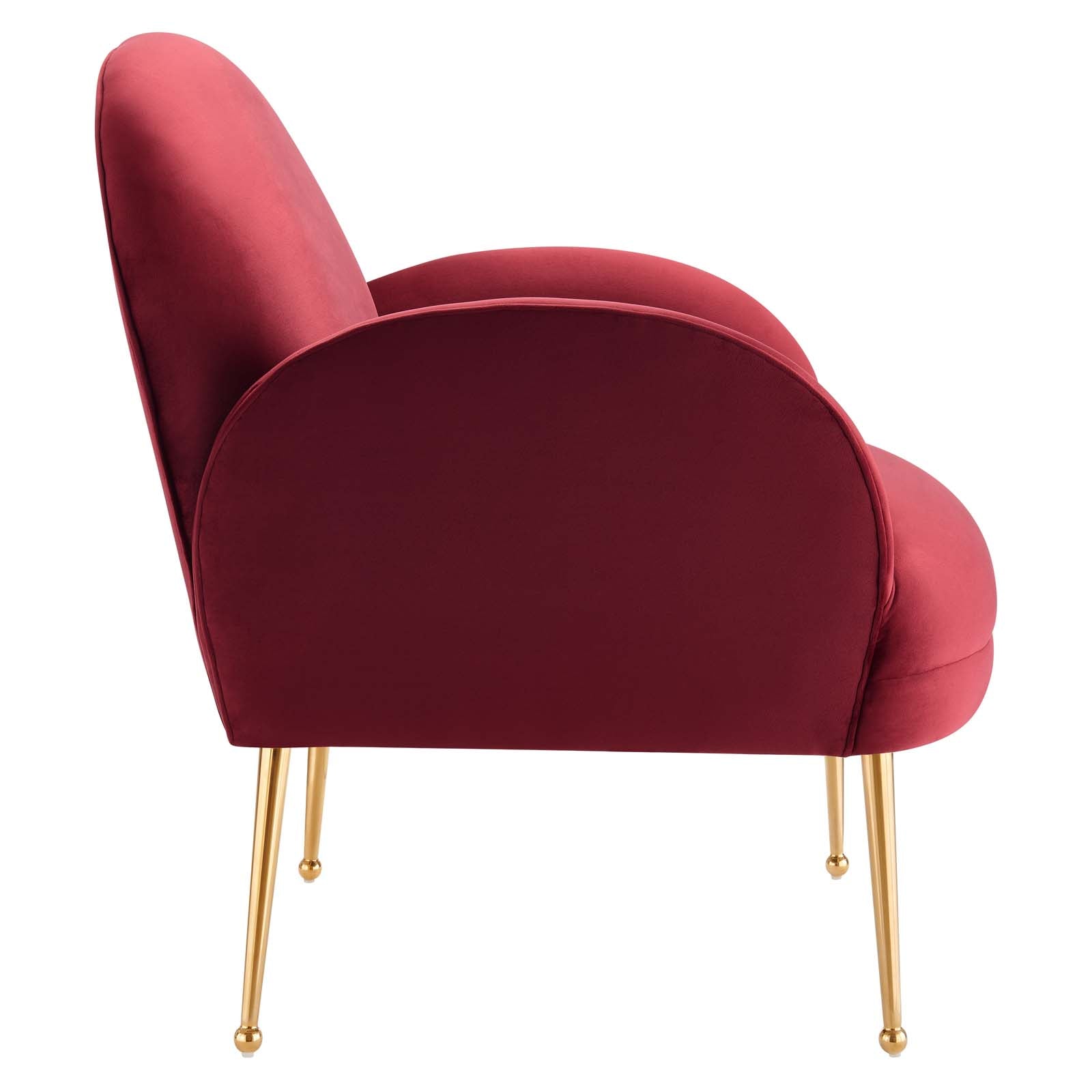 Modway Accent Chairs - Transcend Performance Velvet Armchair Maroon