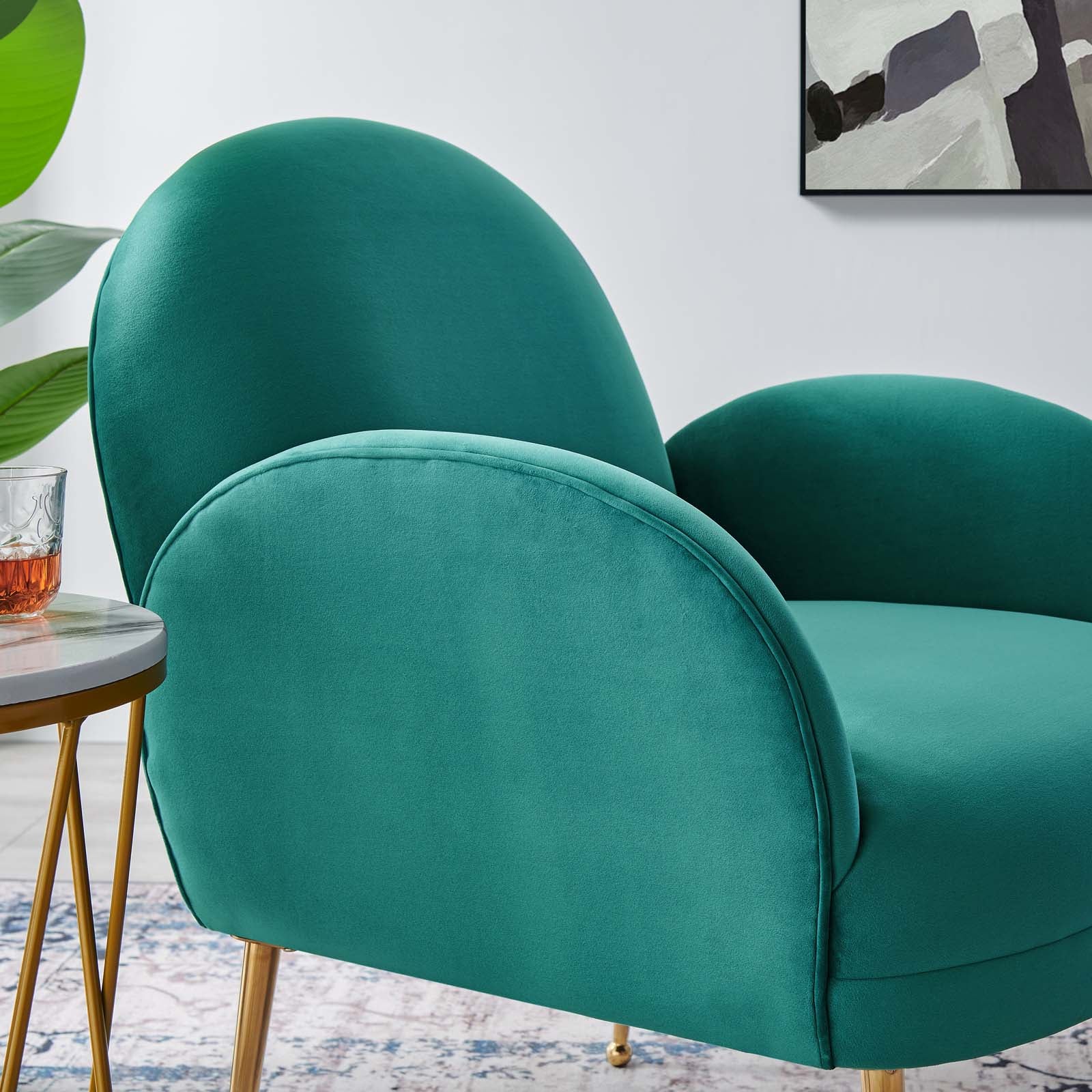 Modway Accent Chairs - Transcend Performance Velvet Armchair Teal