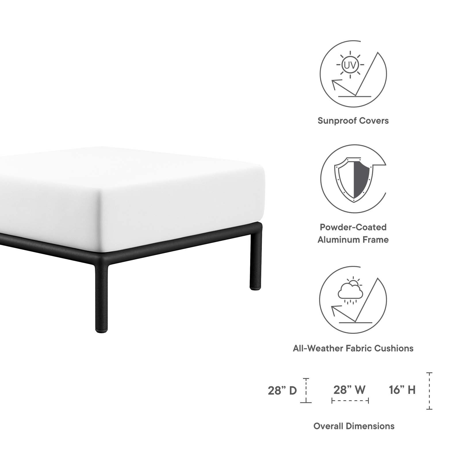 Modway Outdoor Ottomans - Hanalei Outdoor Patio Ottoman Ivory White