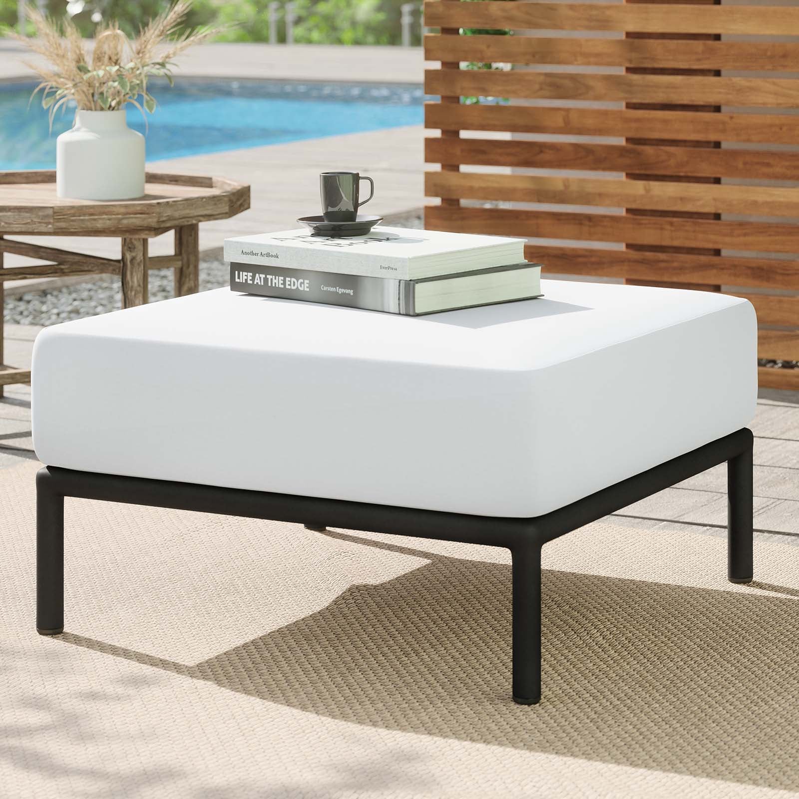 Modway Outdoor Ottomans - Hanalei Outdoor Patio Ottoman Ivory White