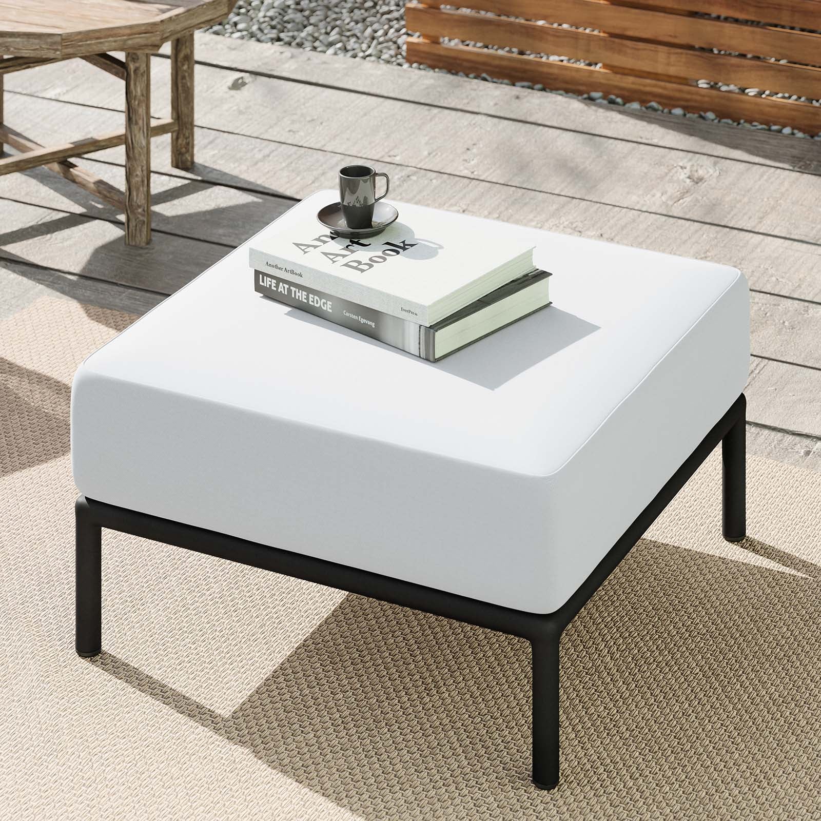 Modway Outdoor Ottomans - Hanalei Outdoor Patio Ottoman Ivory White