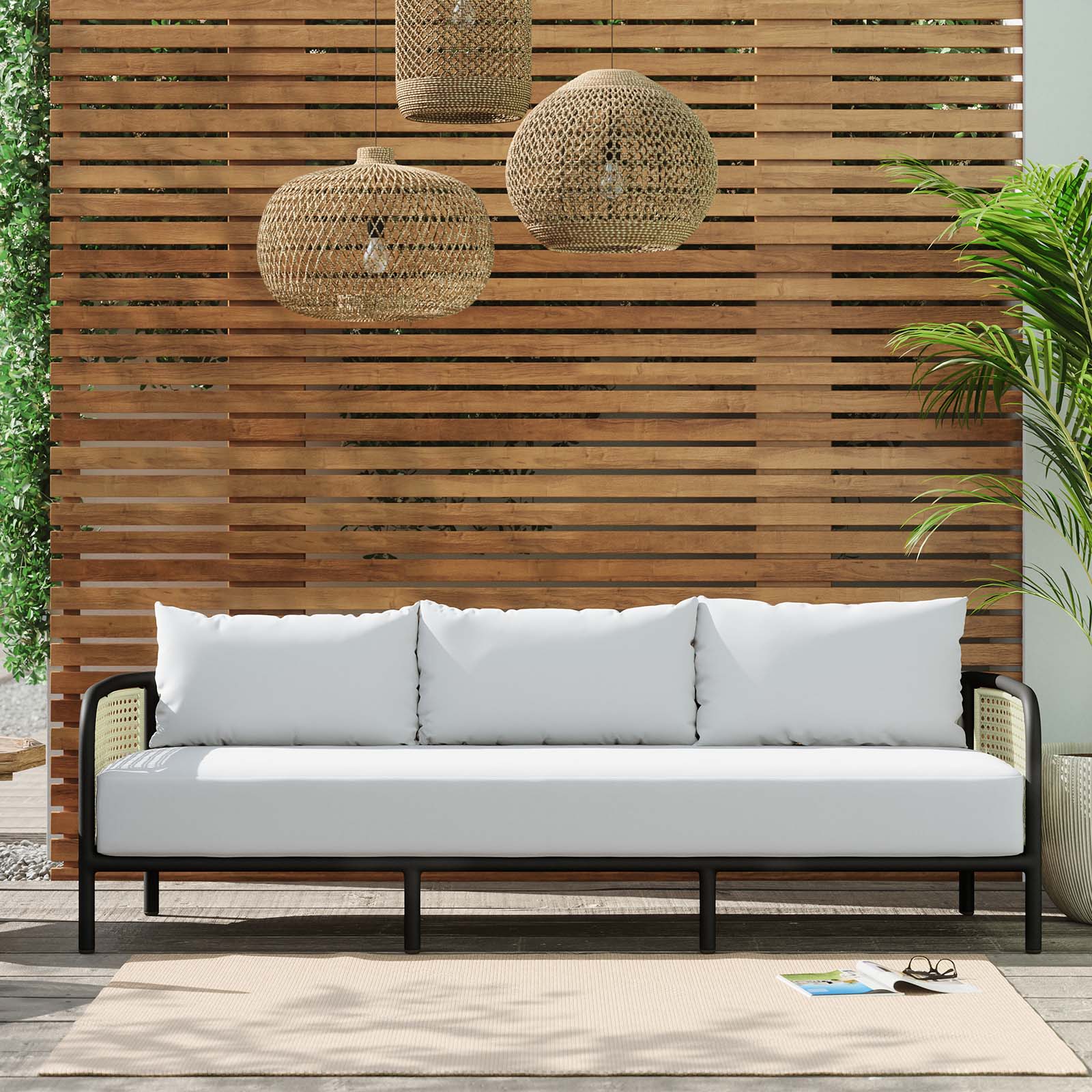 Modway Outdoor Sofas - Hanalei Outdoor Patio Sofa Ivory White