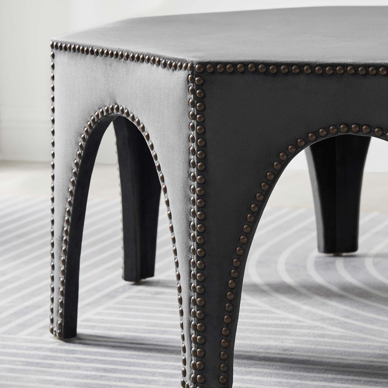 Modway Ottomans & Stools - Victory Performance Velvet Ottoman Gray