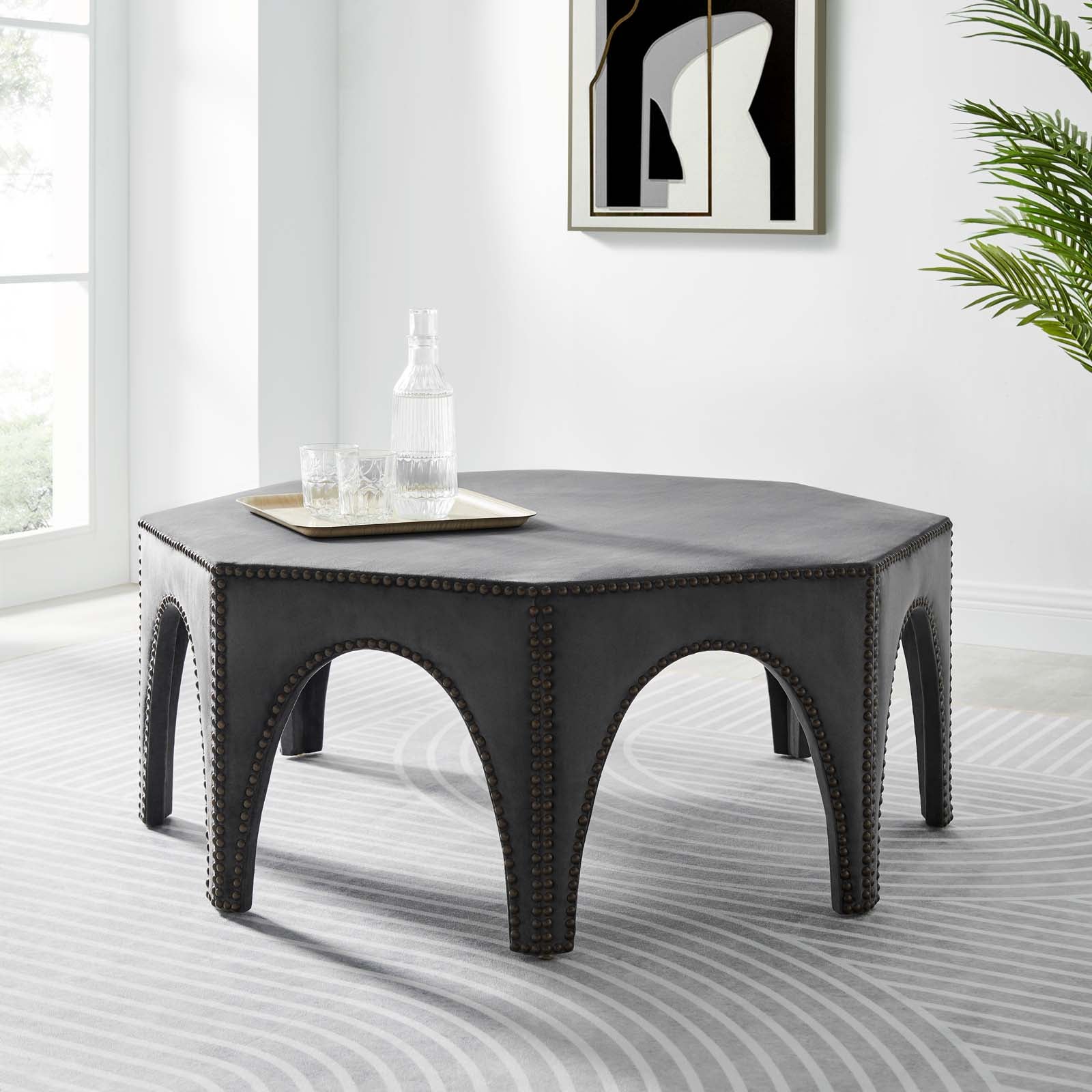 Modway Ottomans & Stools - Victory Performance Velvet Ottoman Gray