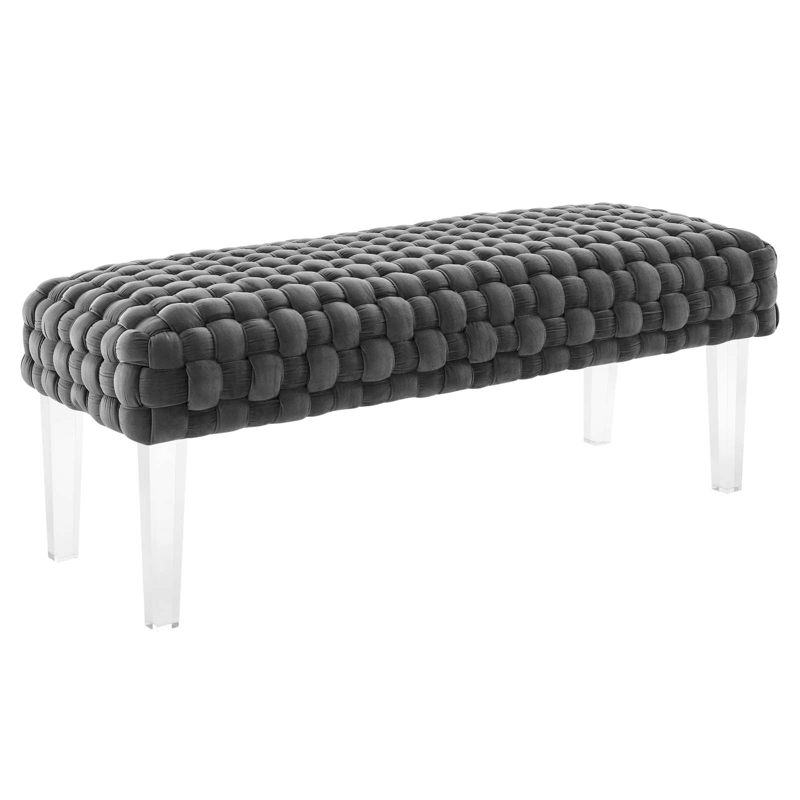 Modway Ottomans & Stools - Prologue Woven Performance Velvet Ottoman Gray
