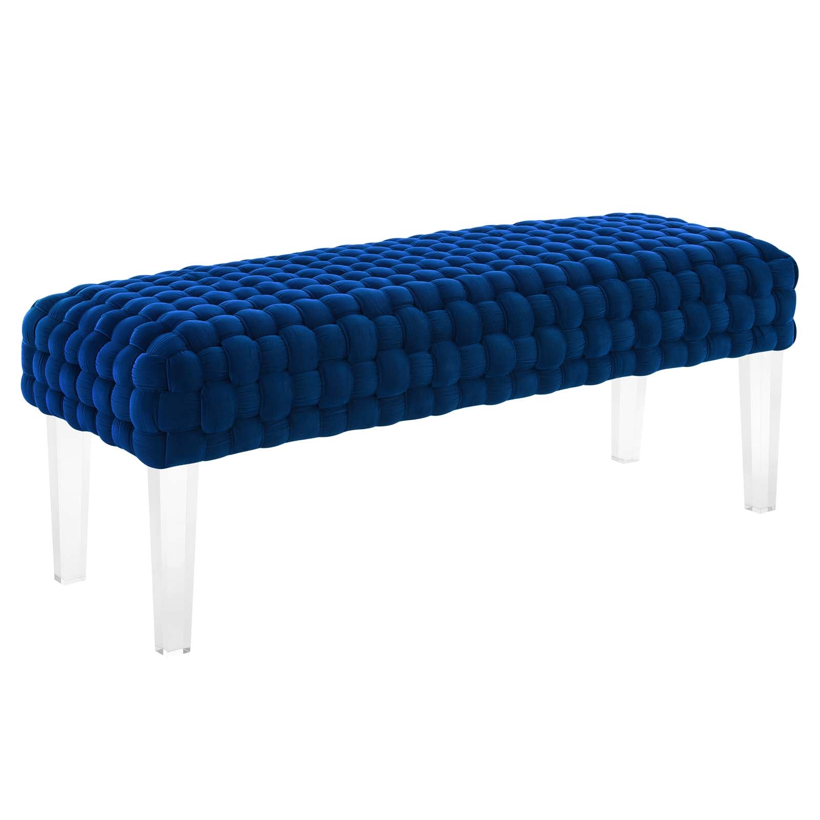 Modway Ottomans & Stools - Prologue Woven Performance Velvet Ottoman Navy