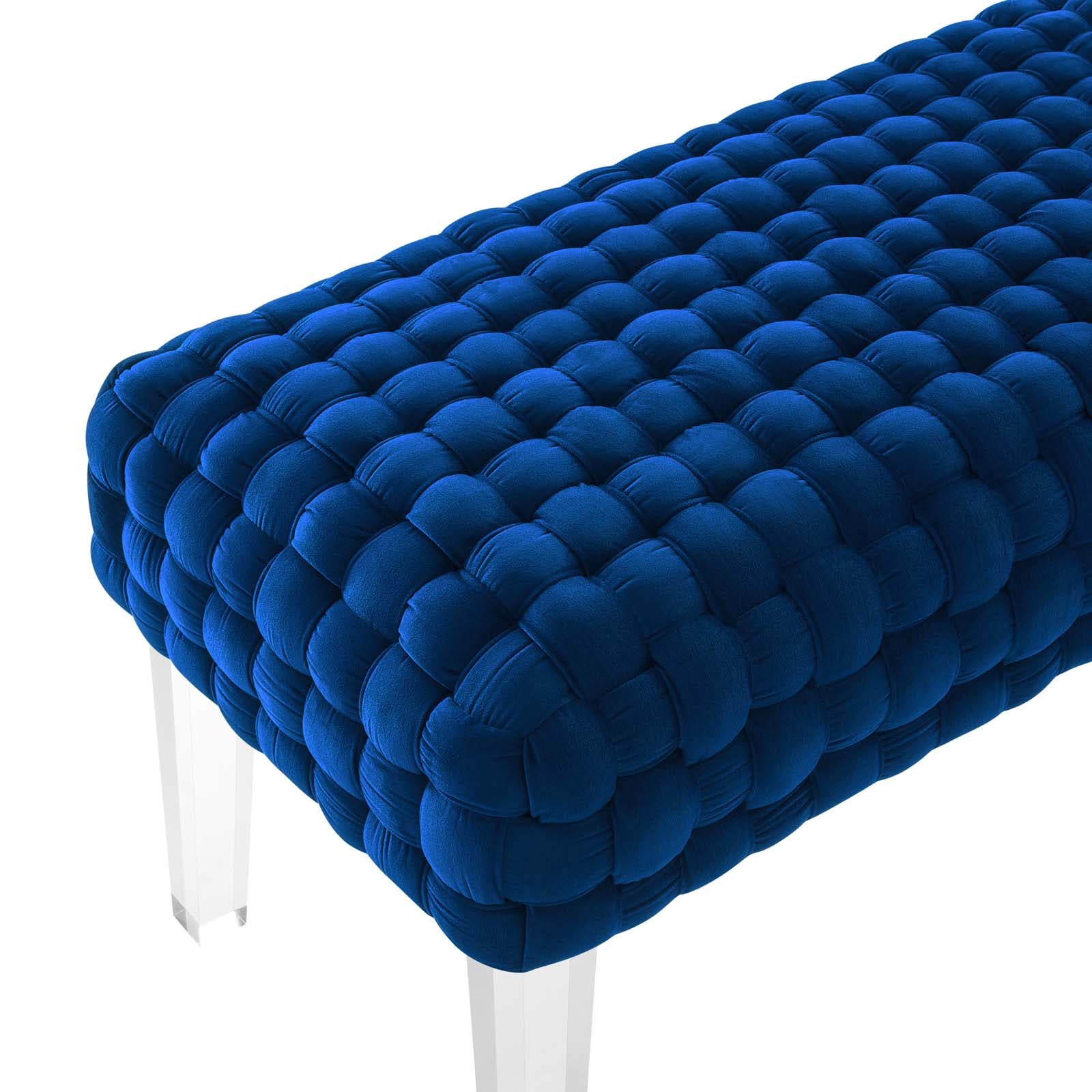 Modway Ottomans & Stools - Prologue Woven Performance Velvet Ottoman Navy