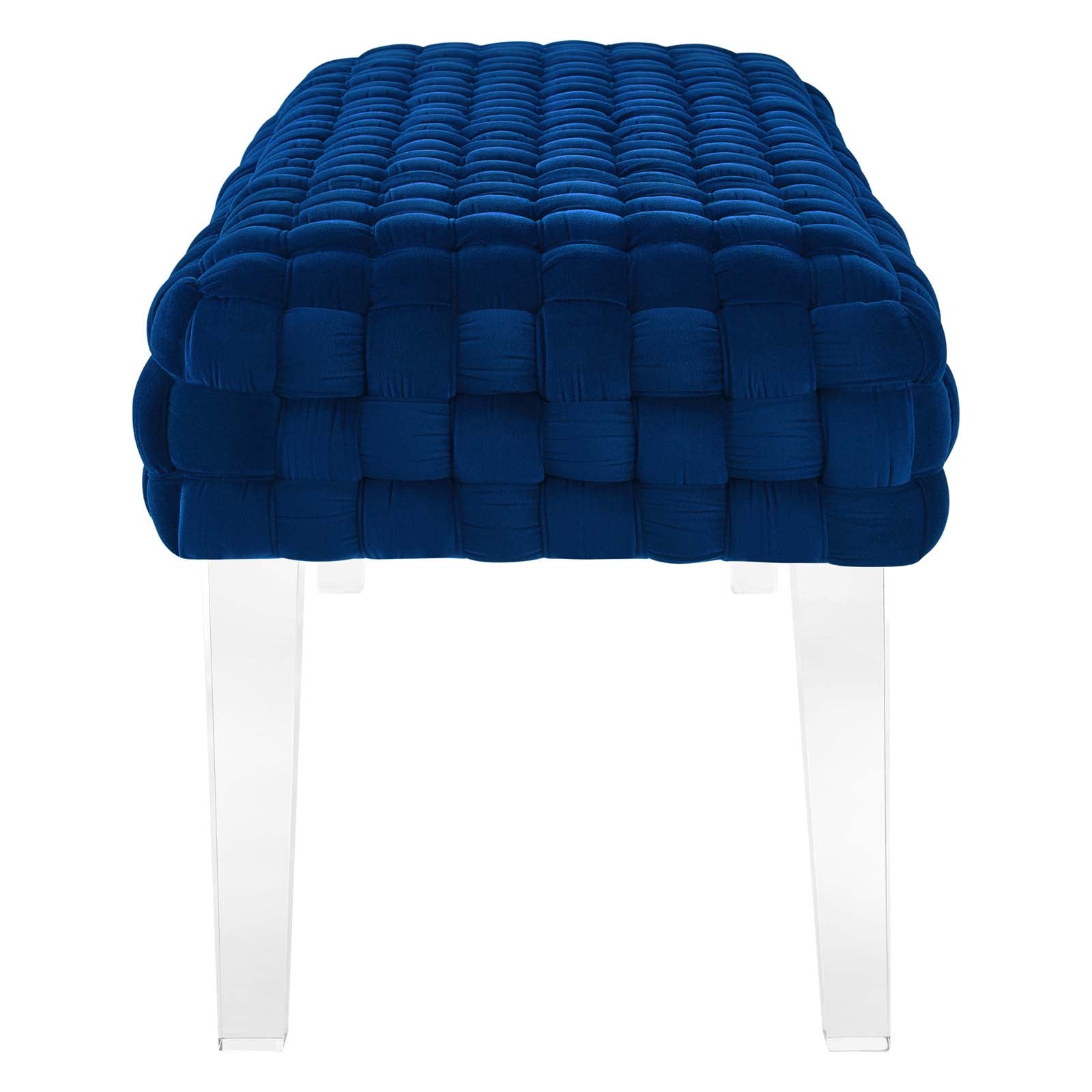 Modway Ottomans & Stools - Prologue Woven Performance Velvet Ottoman Navy