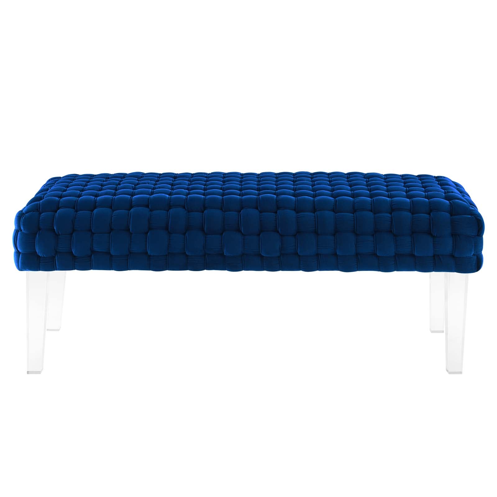 Modway Ottomans & Stools - Prologue Woven Performance Velvet Ottoman Navy