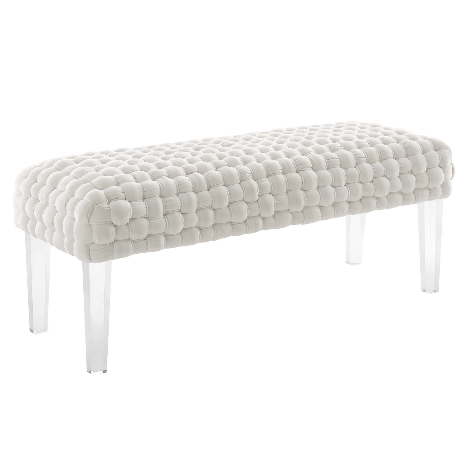 Modway Ottomans & Stools - Prologue Woven Performance Velvet Ottoman White
