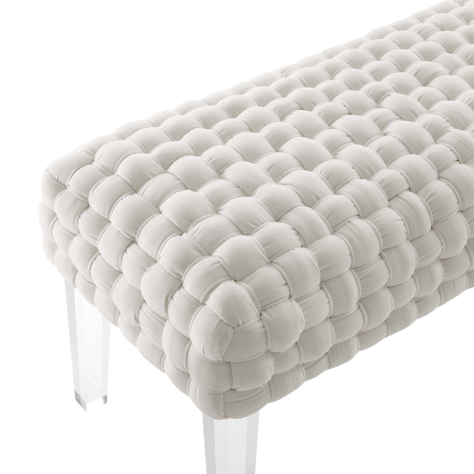 Modway Ottomans & Stools - Prologue Woven Performance Velvet Ottoman White