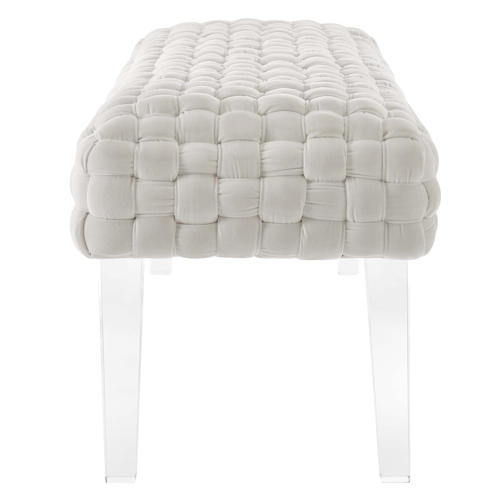 Modway Ottomans & Stools - Prologue Woven Performance Velvet Ottoman White