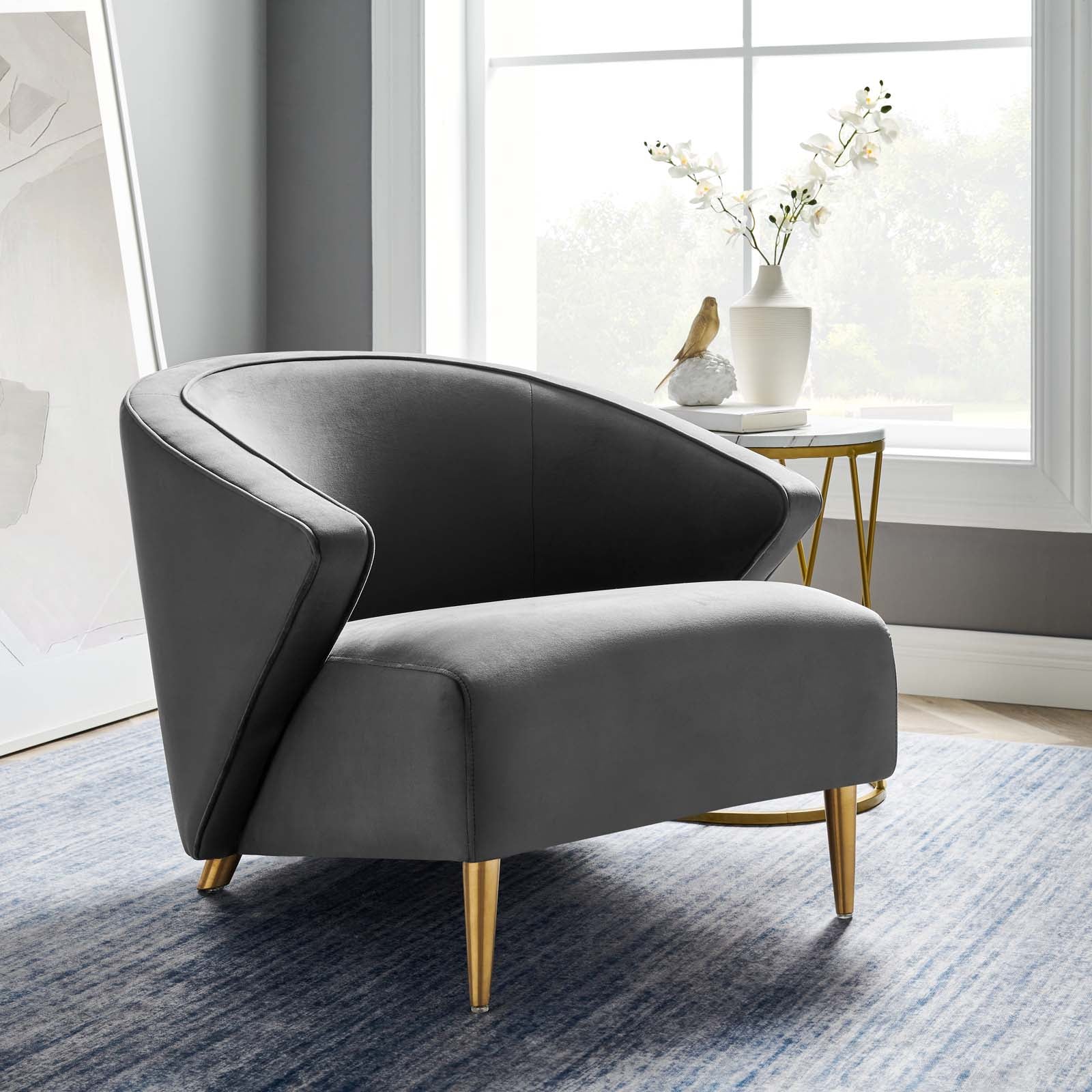 Modway Accent Chairs - Odyssey Performance Velvet Armchair Gray