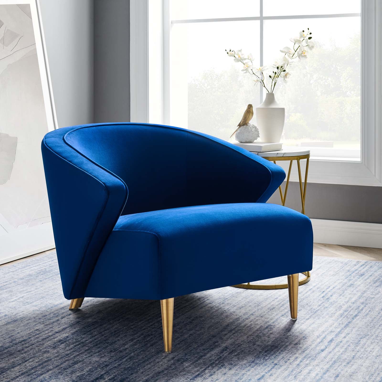 Modway Accent Chairs - Odyssey Performance Velvet Armchair Navy