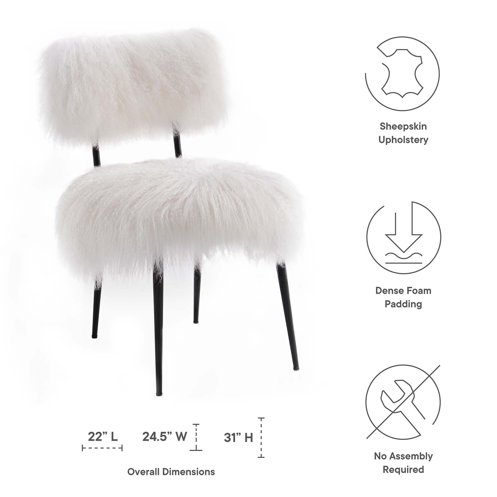 Modway Accent Chairs - Skylar Sheepskin Chair White