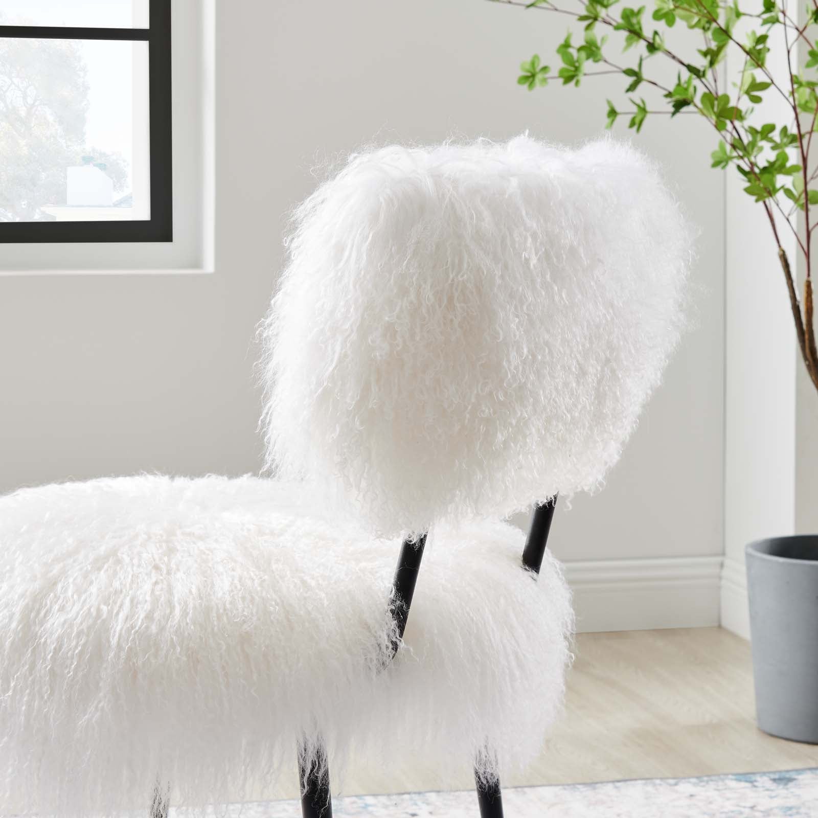 Modway Accent Chairs - Skylar Sheepskin Chair White