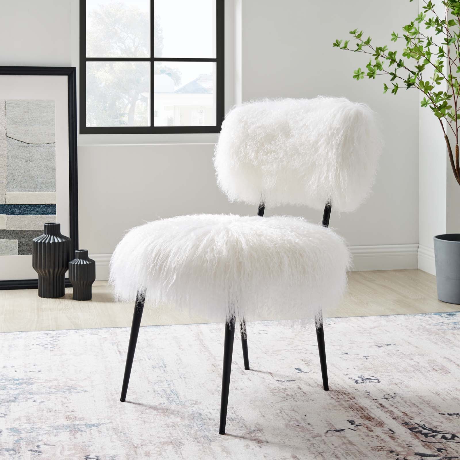 White faux sales fur chair