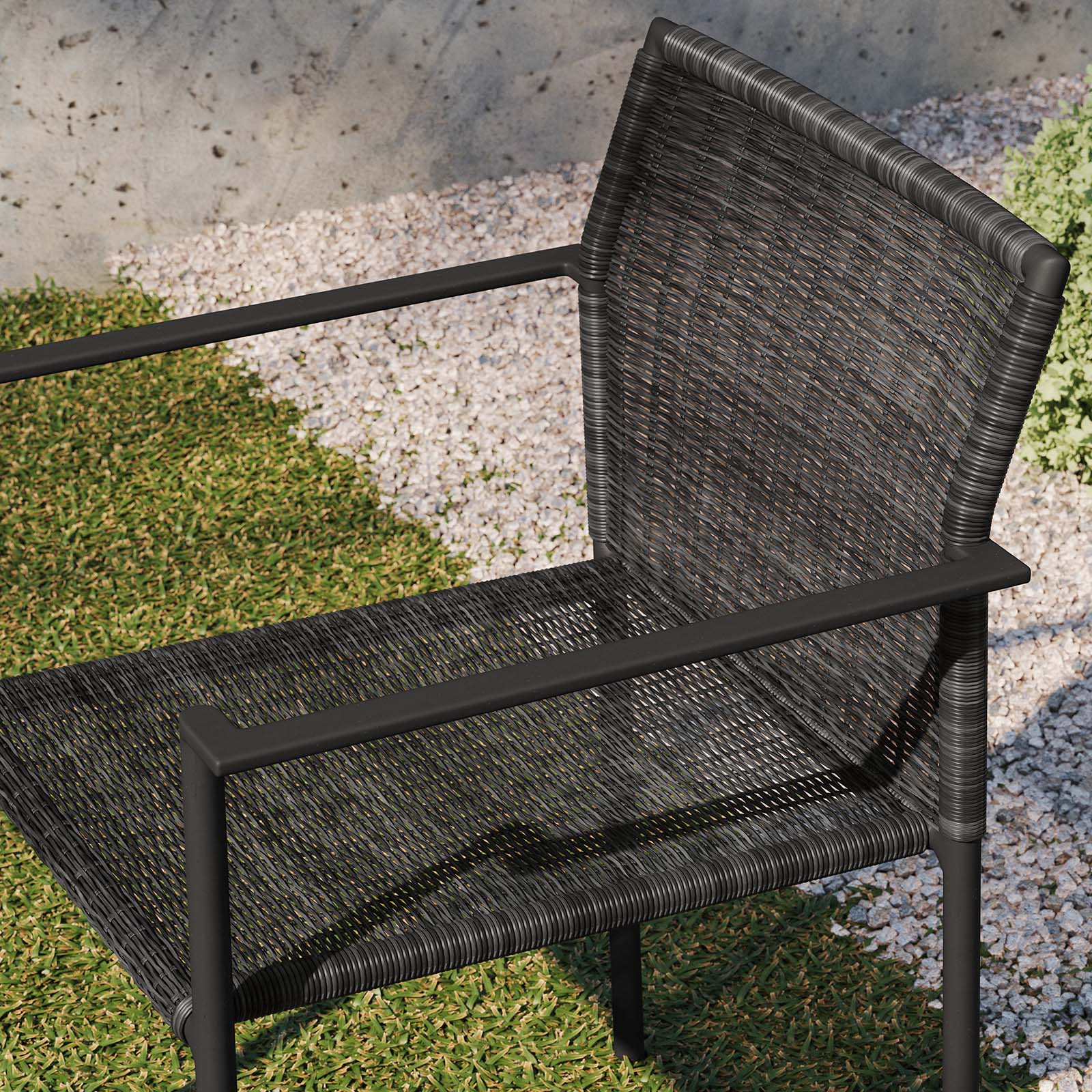 Modway Outdoor Dining Chairs - Lagoon Outdoor Patio Dining Armchairs Set of 2 Charcoal