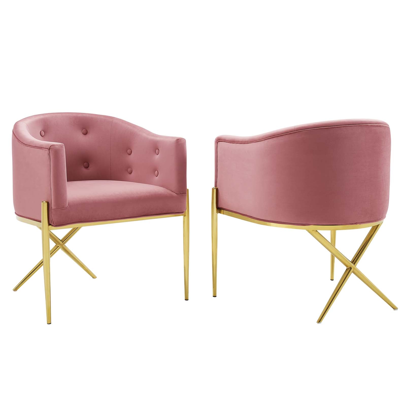 Modway Dining Chairs - Savour Accent Dining Armchair Performance Velvet Dusty Rose (Set of 2)