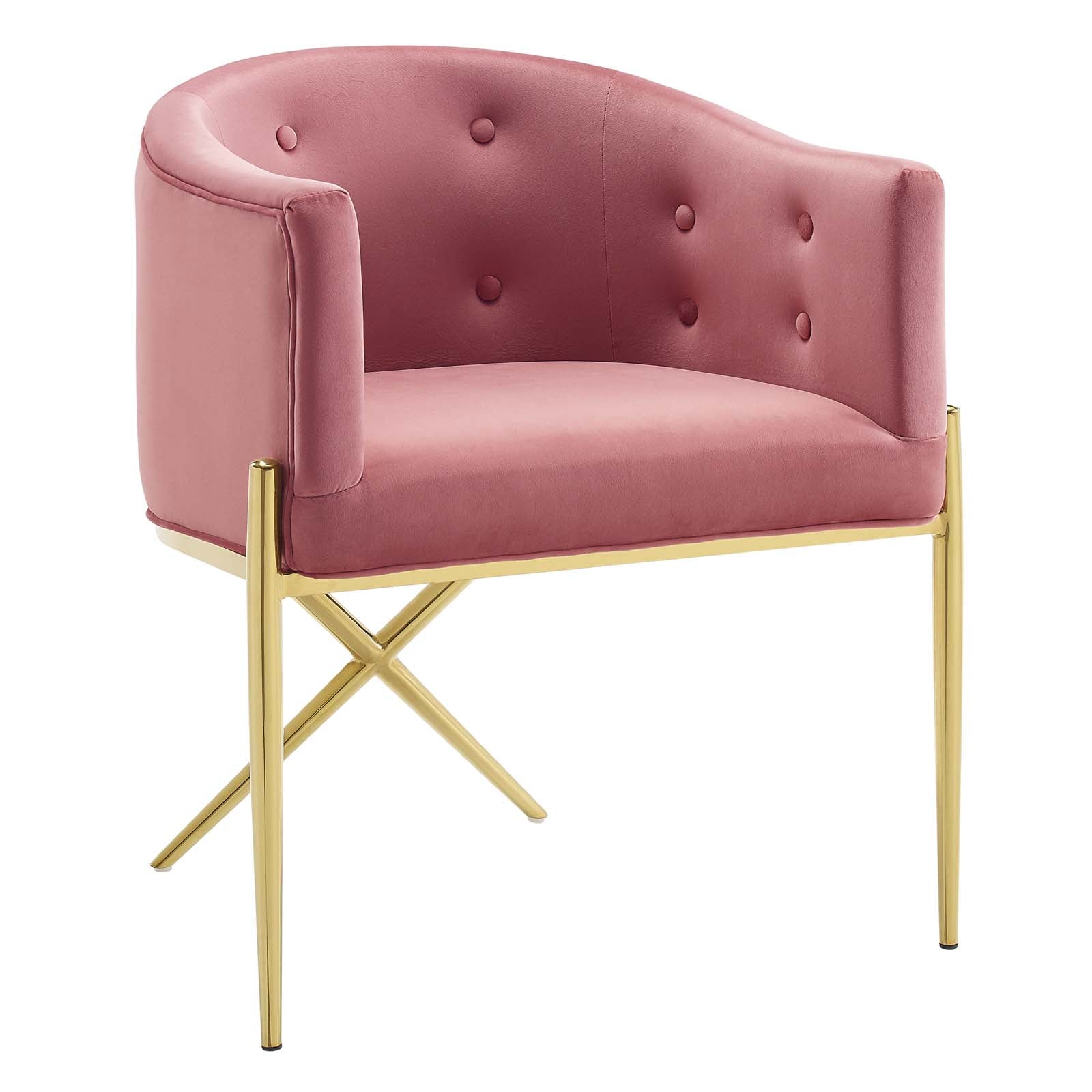 Modway Dining Chairs - Savour Accent Dining Armchair Performance Velvet Dusty Rose (Set of 2)
