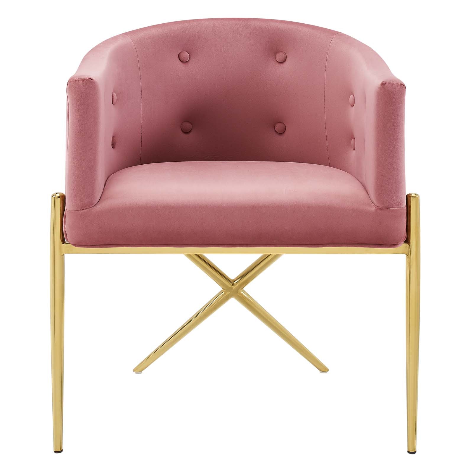 Modway Dining Chairs - Savour Accent Dining Armchair Performance Velvet Dusty Rose (Set of 2)