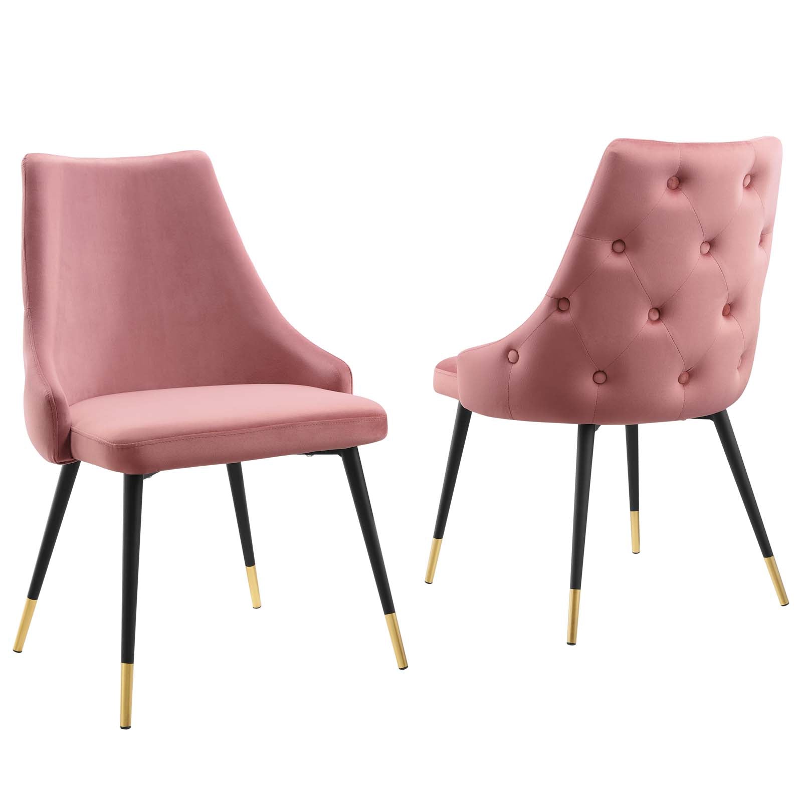 Modway Dining Chairs - Adorn Dining Side Chair Performance Velvet Dusty Rose (Set of 2)