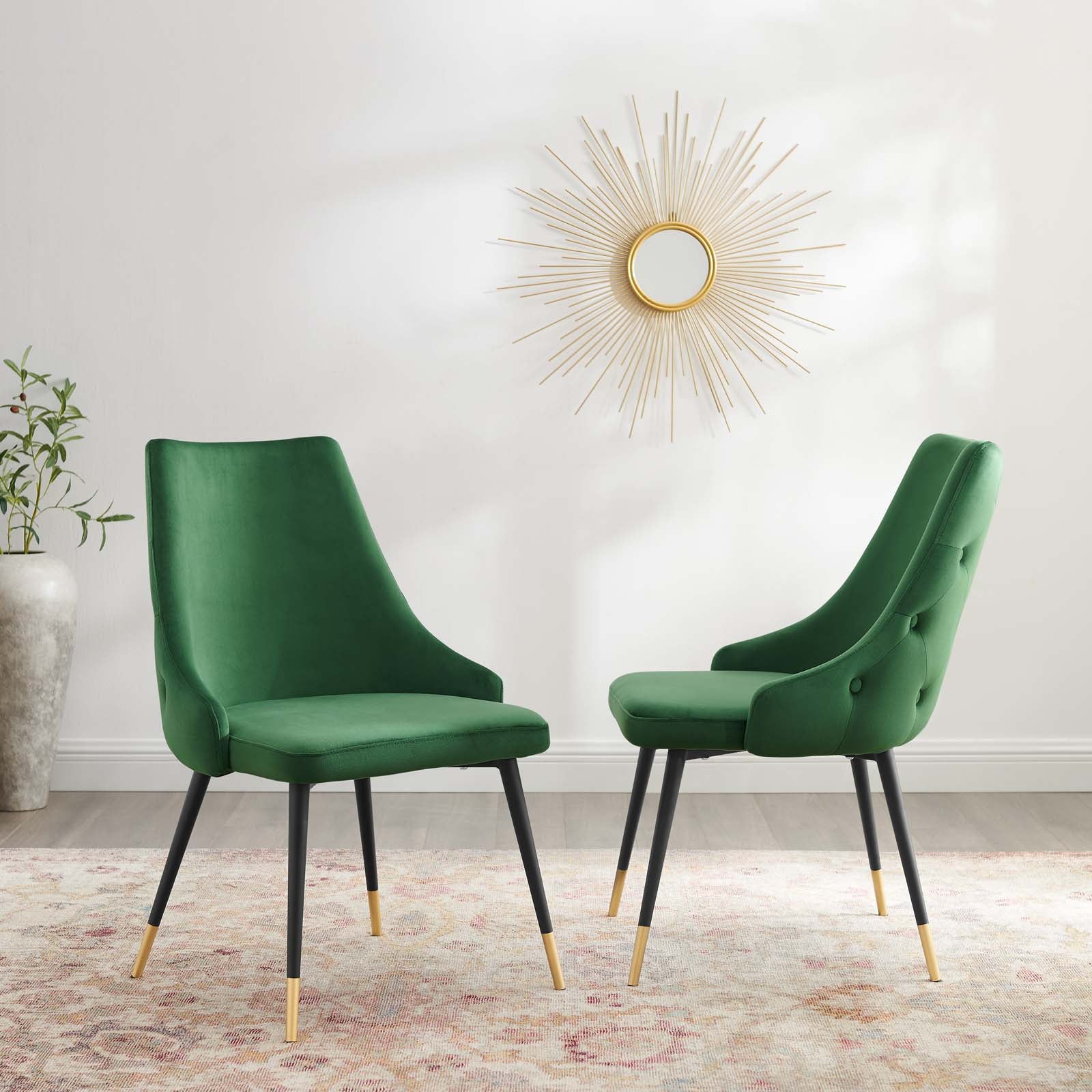 Modway Dining Chairs - Adorn Dining Side Chair Performance Velvet ( Set of 2 ) Emerald