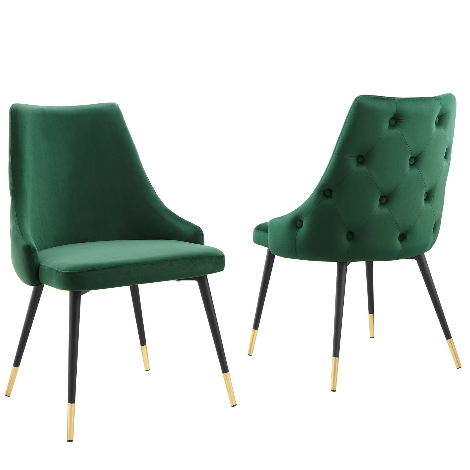 Modway Dining Chairs - Adorn Dining Side Chair Performance Velvet Green (Set of 2)