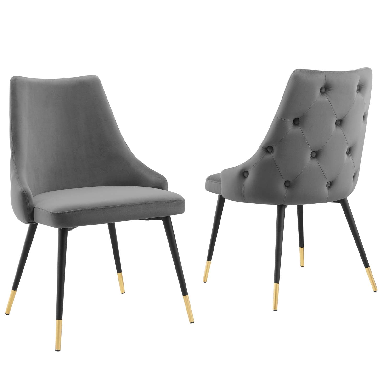 Modway Dining Chairs - Adorn Dining Side Chair Performance Velvet Gray (Set of 2)