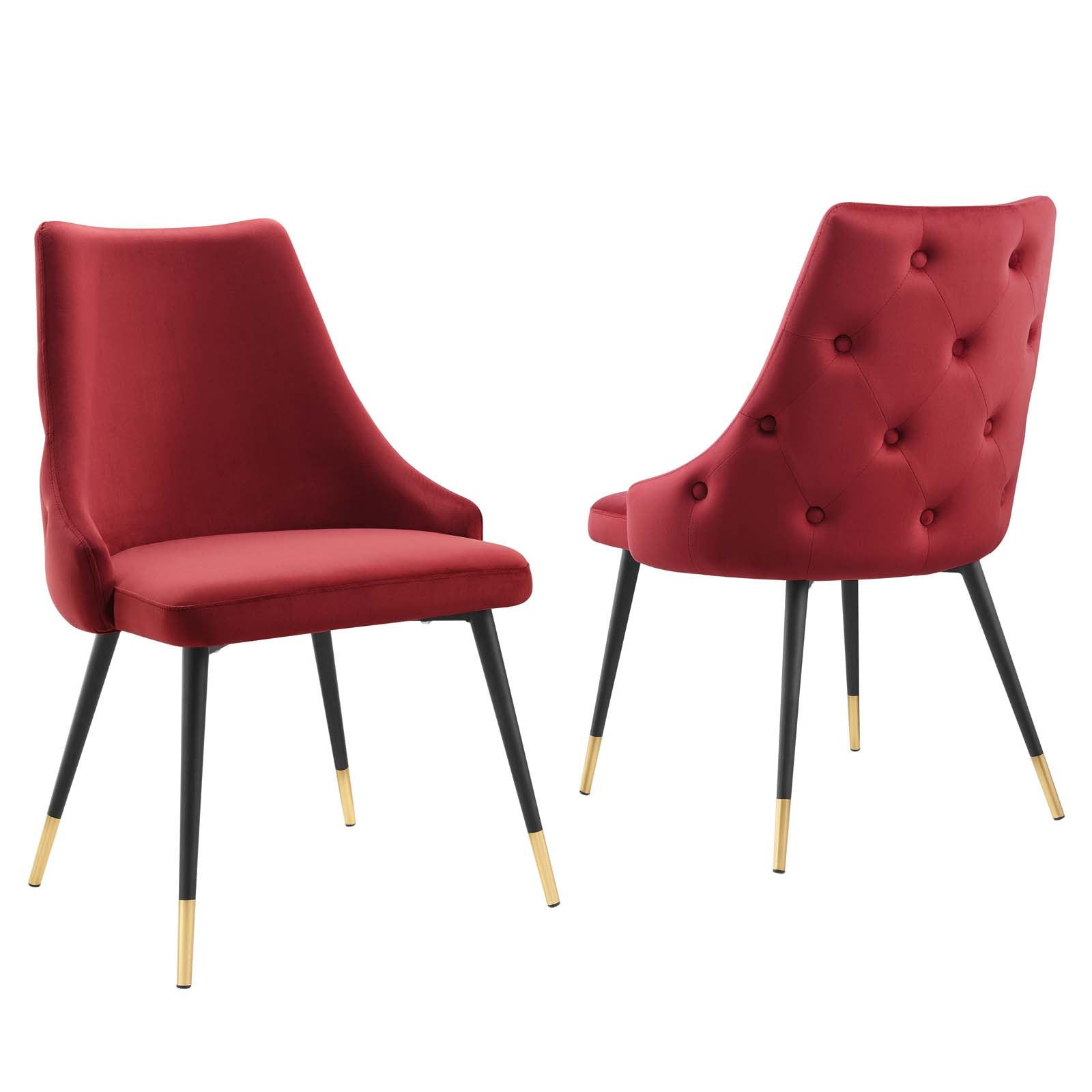 Modway Dining Chairs - Adorn Dining Side Chair Performance Velvet Maroon (Set of 2)