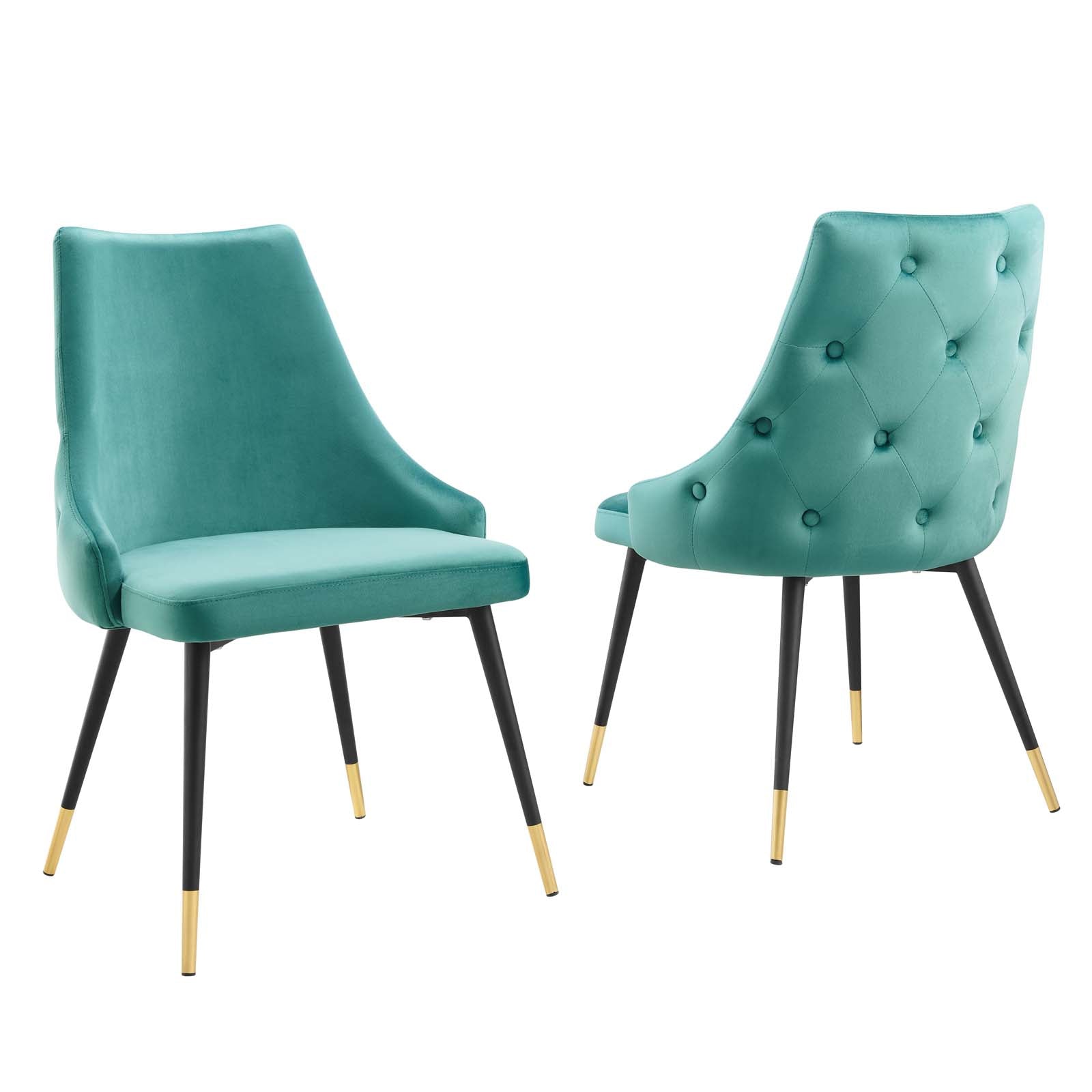 Modway Dining Chairs - Adorn Dining Side Chair Performance Velvet Teal (Set of 2)
