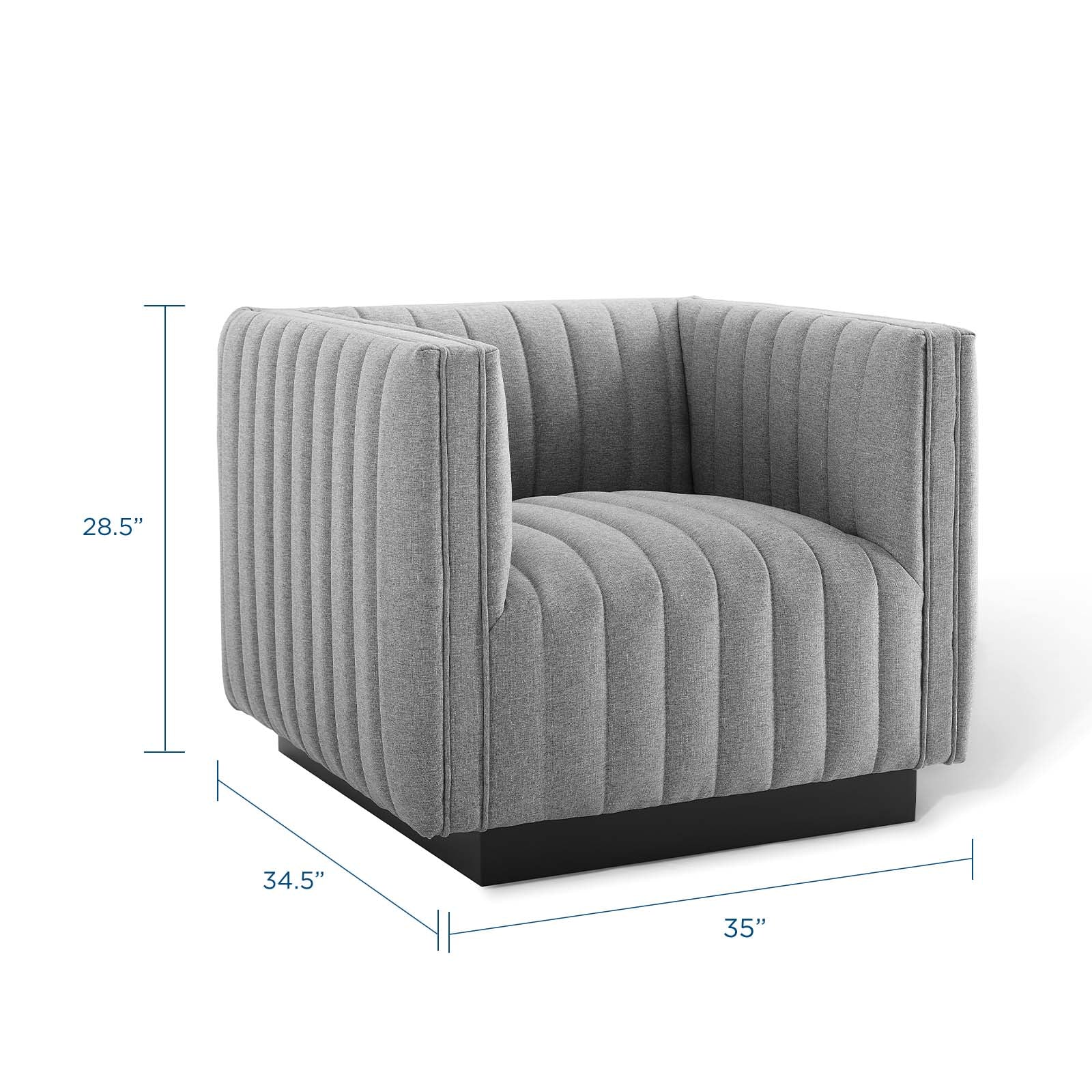 Modway Living Room Sets - Conjure Tufted Armchair Upholstered Fabric ( Set of 2 ) Light Gray