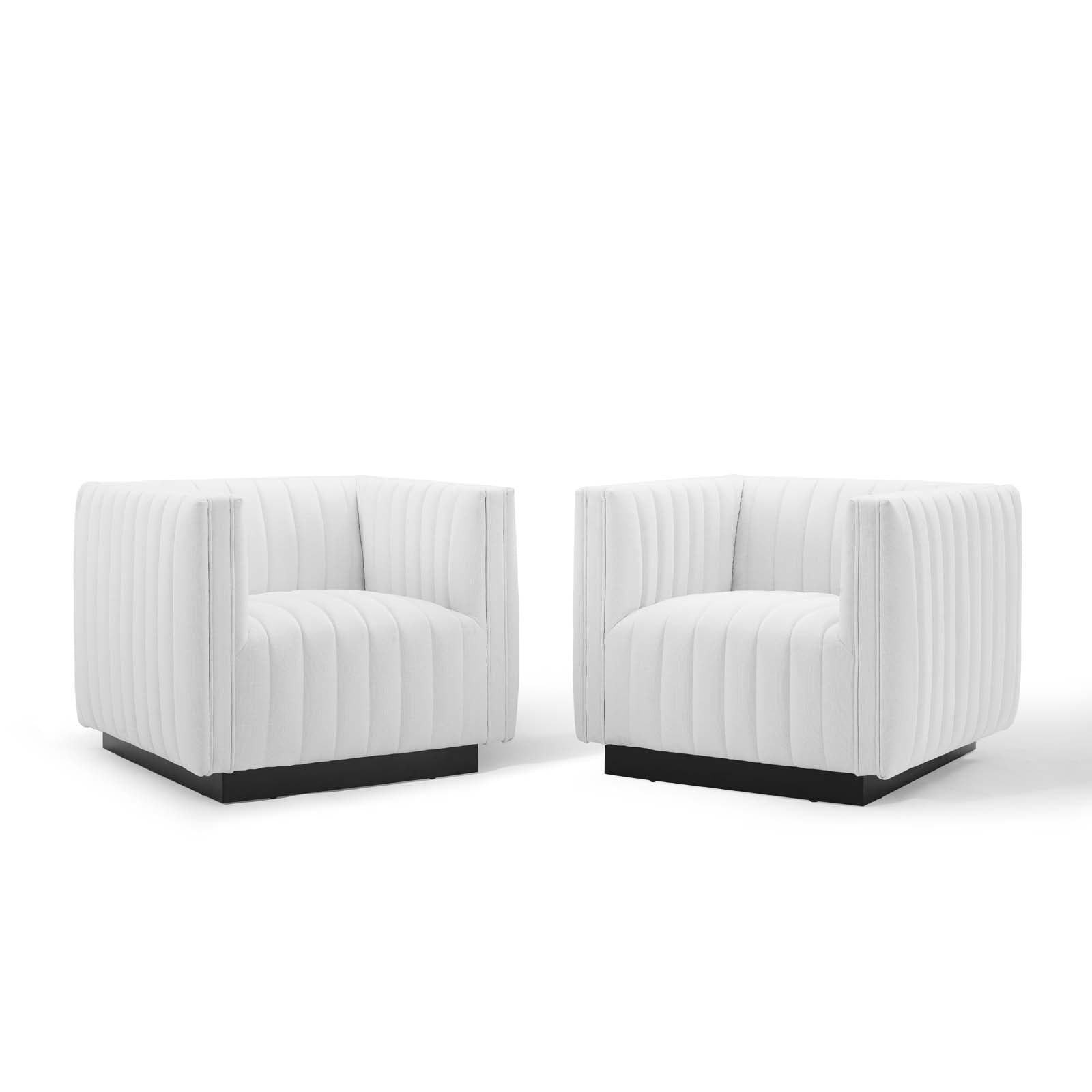 Modway Living Room Sets - Conjure Tufted Armchair Upholstered Fabric ( Set of 2 ) White