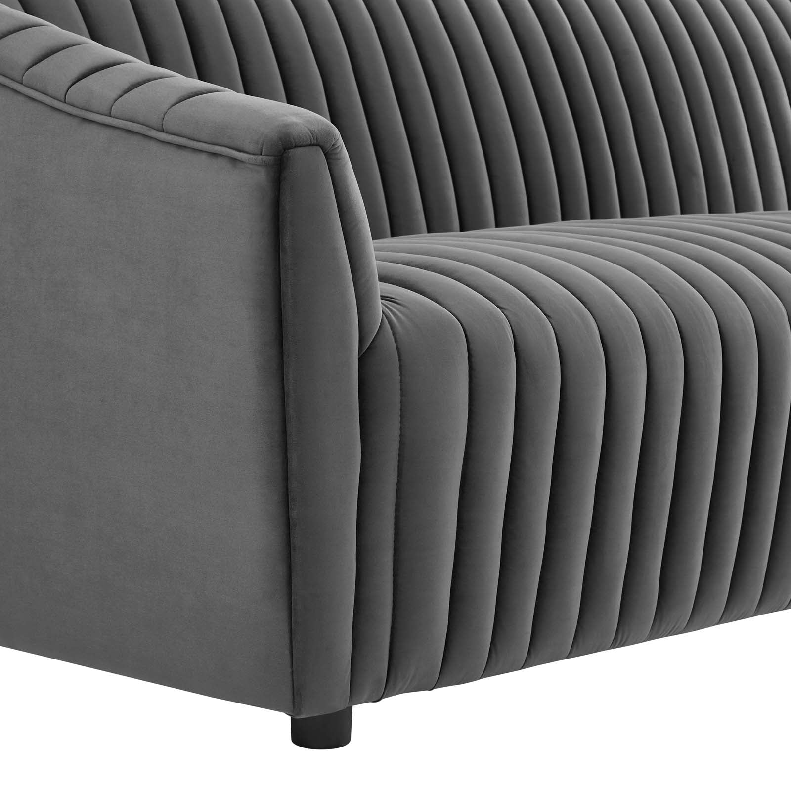 Modway Sofas & Couches - Announce Performance Velvet Channel Tufted Sofa Charcoal