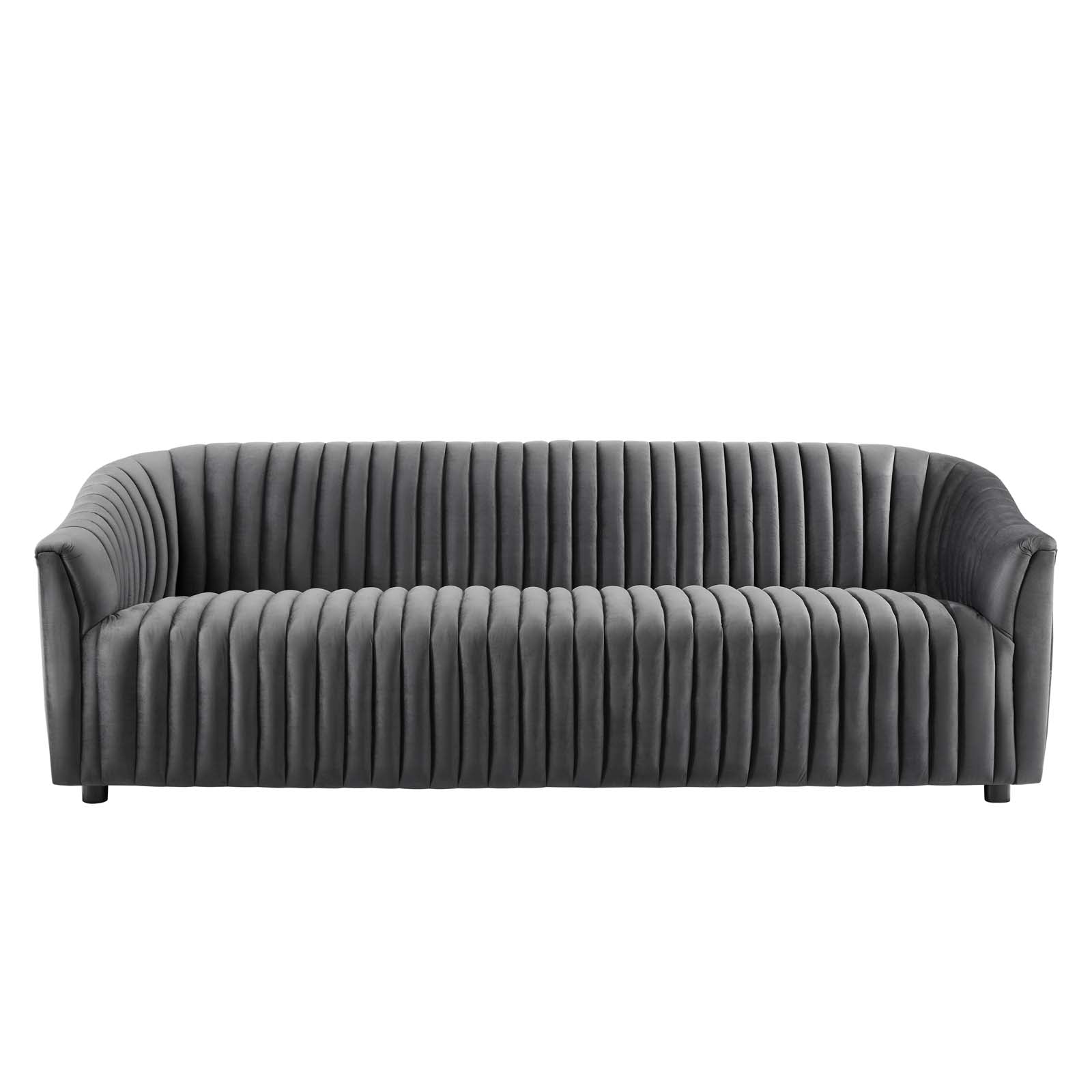 Modway Sofas & Couches - Announce Performance Velvet Channel Tufted Sofa Charcoal