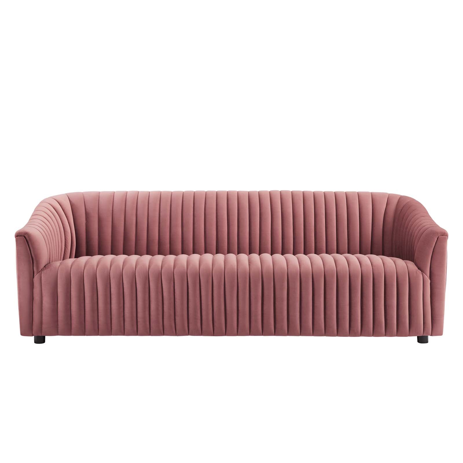 Modway Sofas & Couches - Announce Performance Velvet Channel Tufted Sofa Dusty Rose