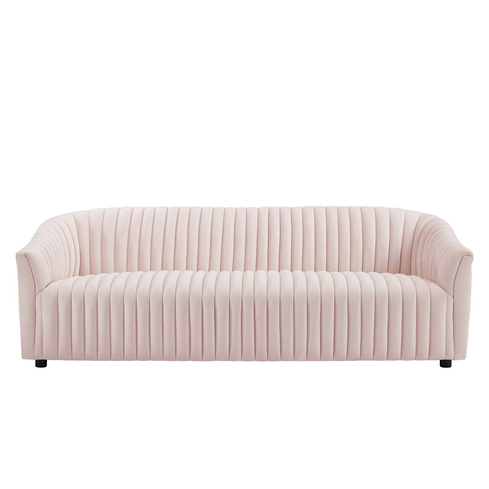 Modway Sofas & Couches - Announce Performance Velvet Channel Tufted Sofa Pink