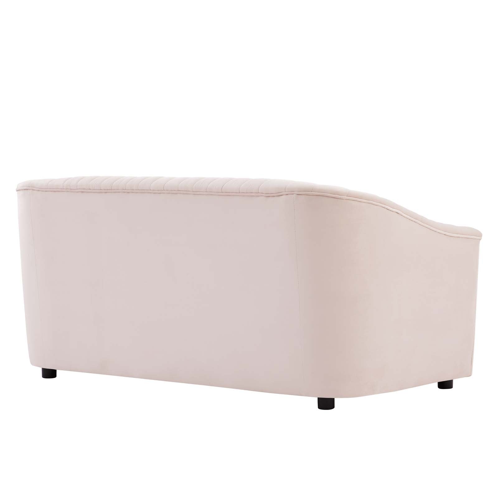 Modway Loveseats - Announce Performance Velvet Channel Tufted Loveseat Pink