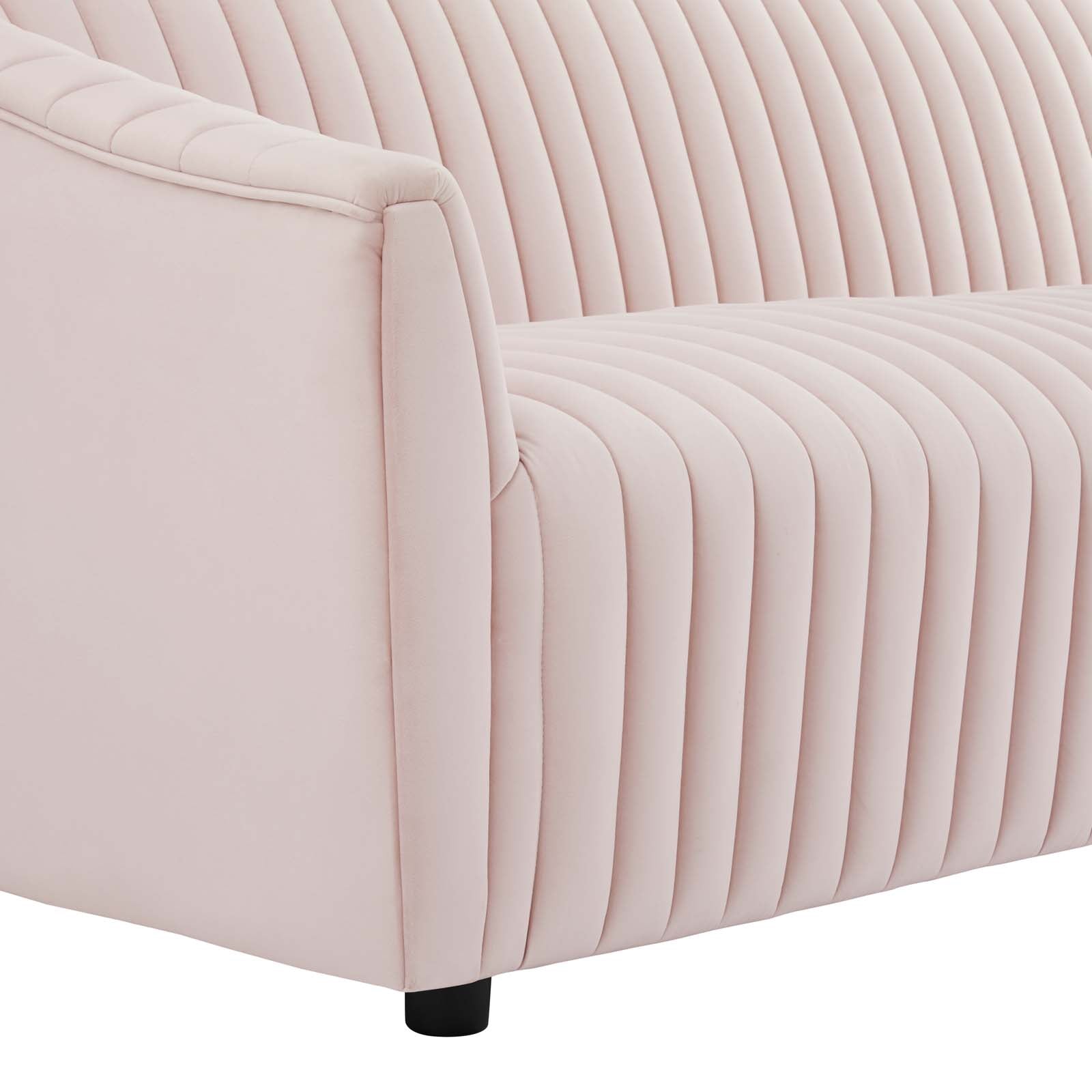 Modway Loveseats - Announce Performance Velvet Channel Tufted Loveseat Pink