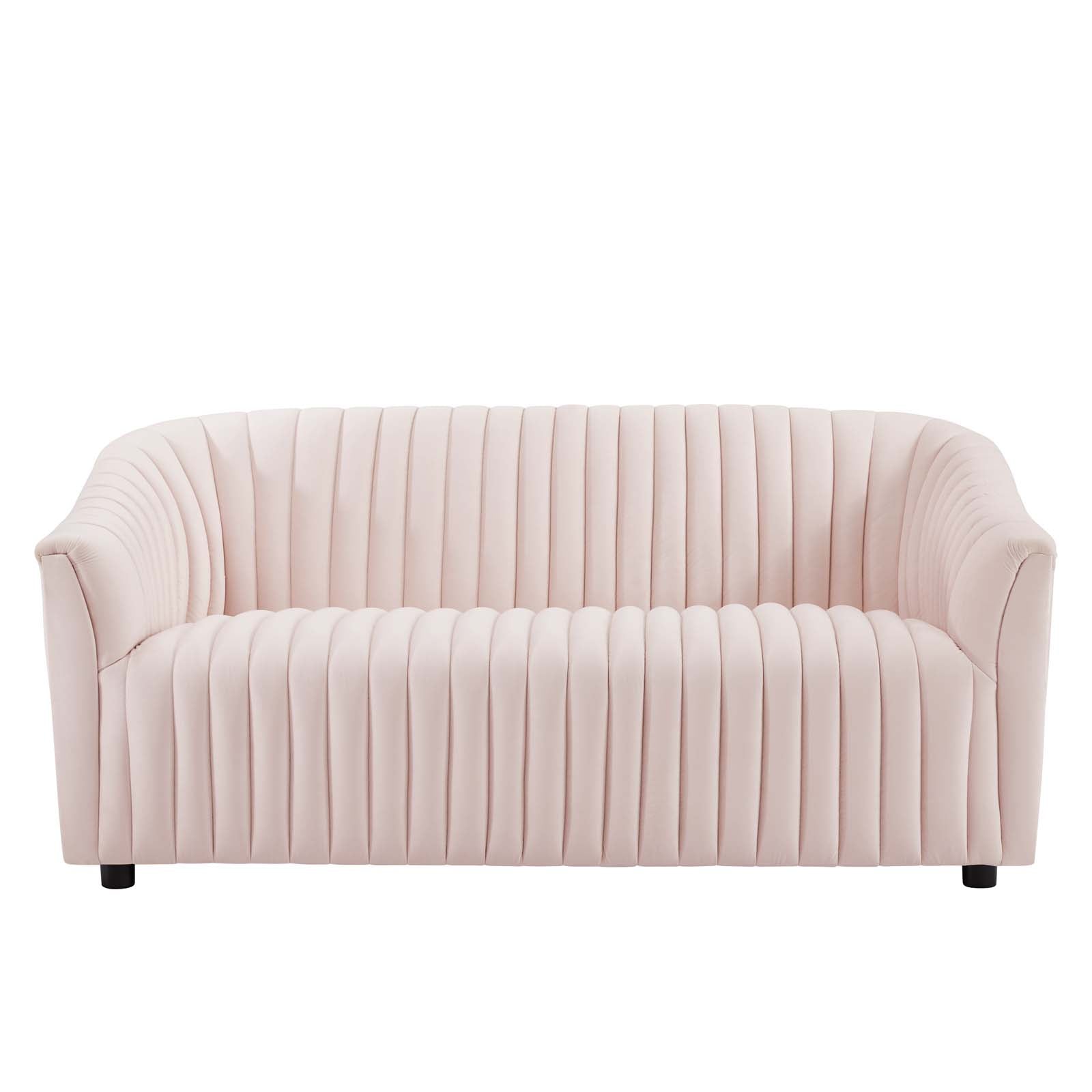 Modway Loveseats - Announce Performance Velvet Channel Tufted Loveseat Pink