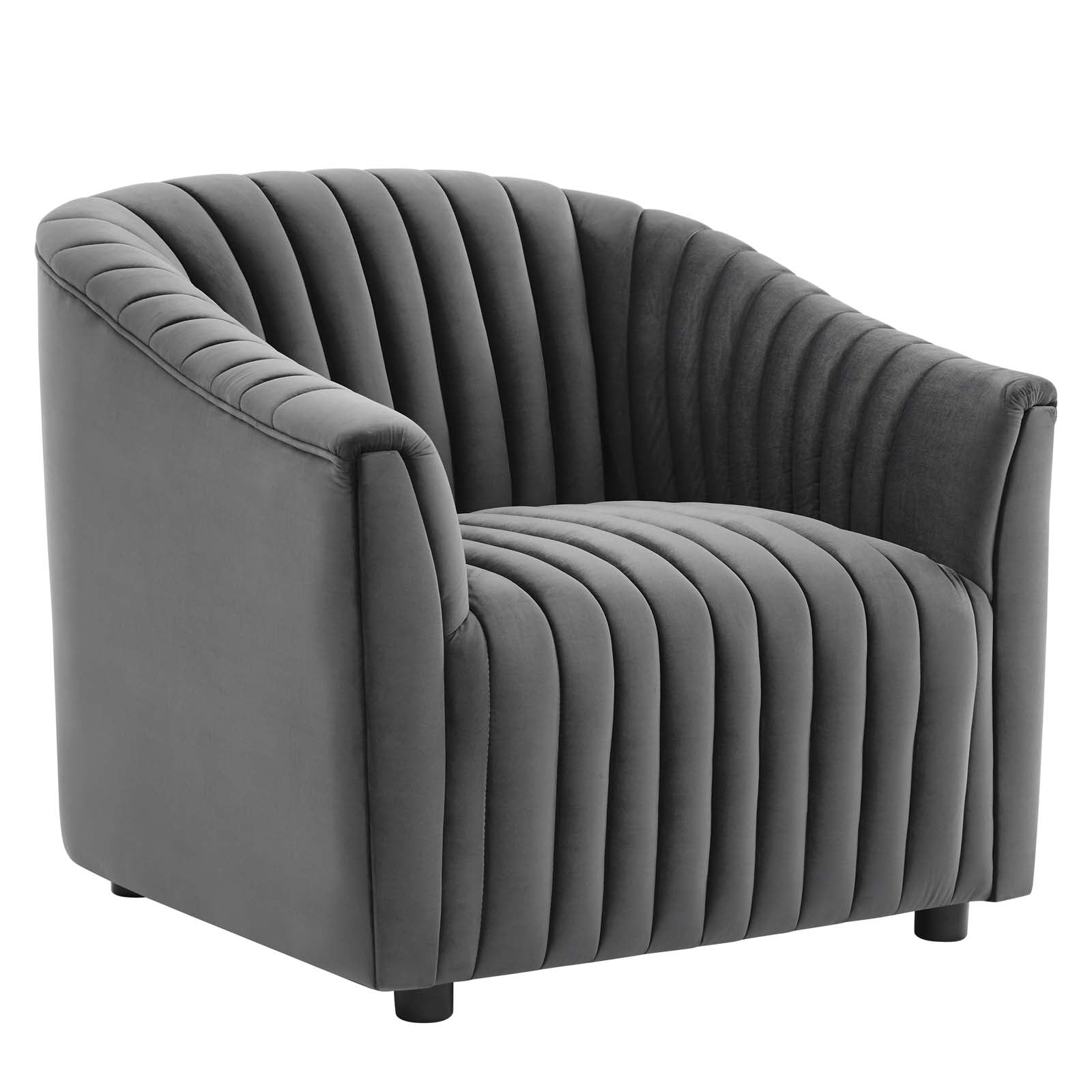 Modway Accent Chairs - Announce Performance Velvet Channel Tufted Armchair Charcoal