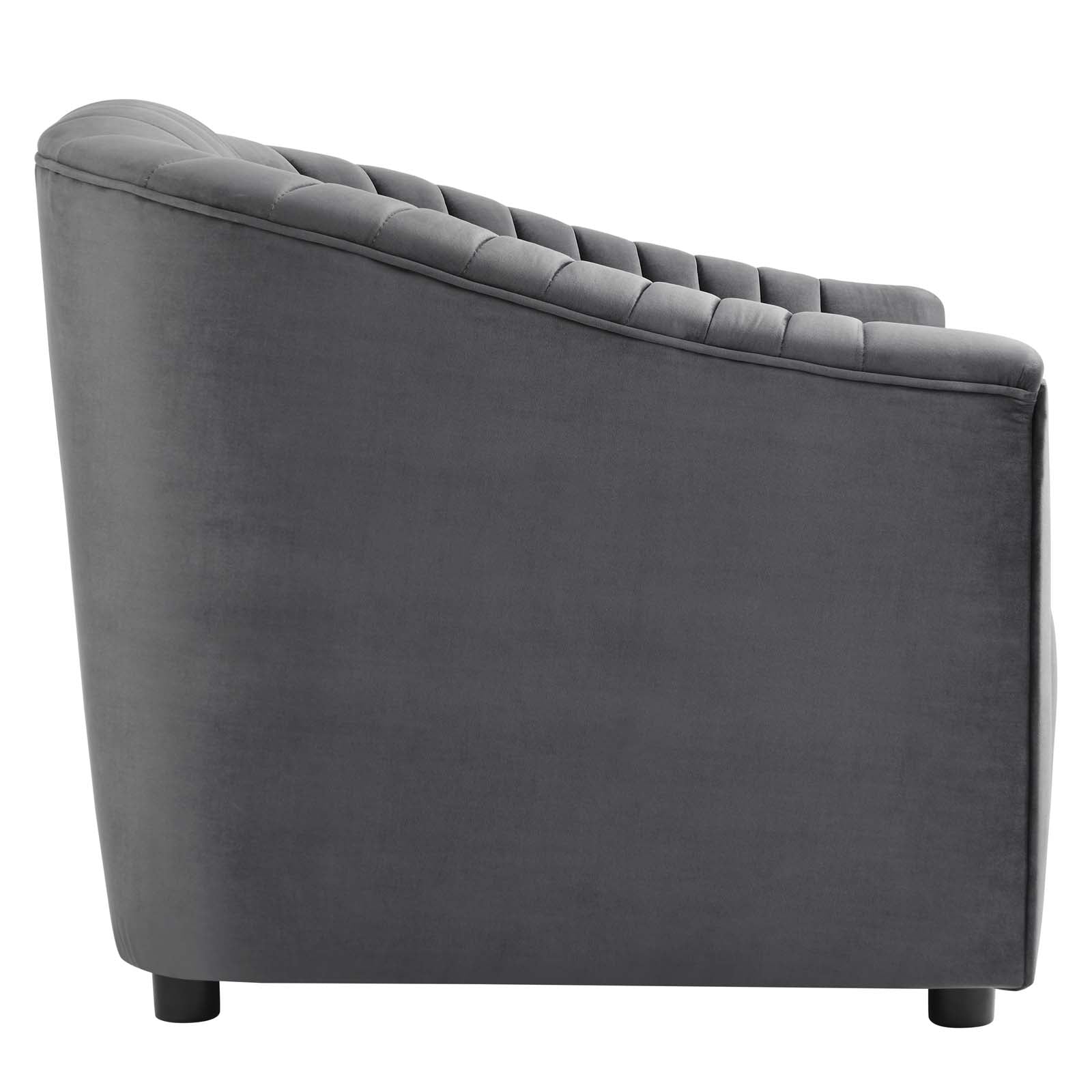 Modway Accent Chairs - Announce Performance Velvet Channel Tufted Armchair Charcoal