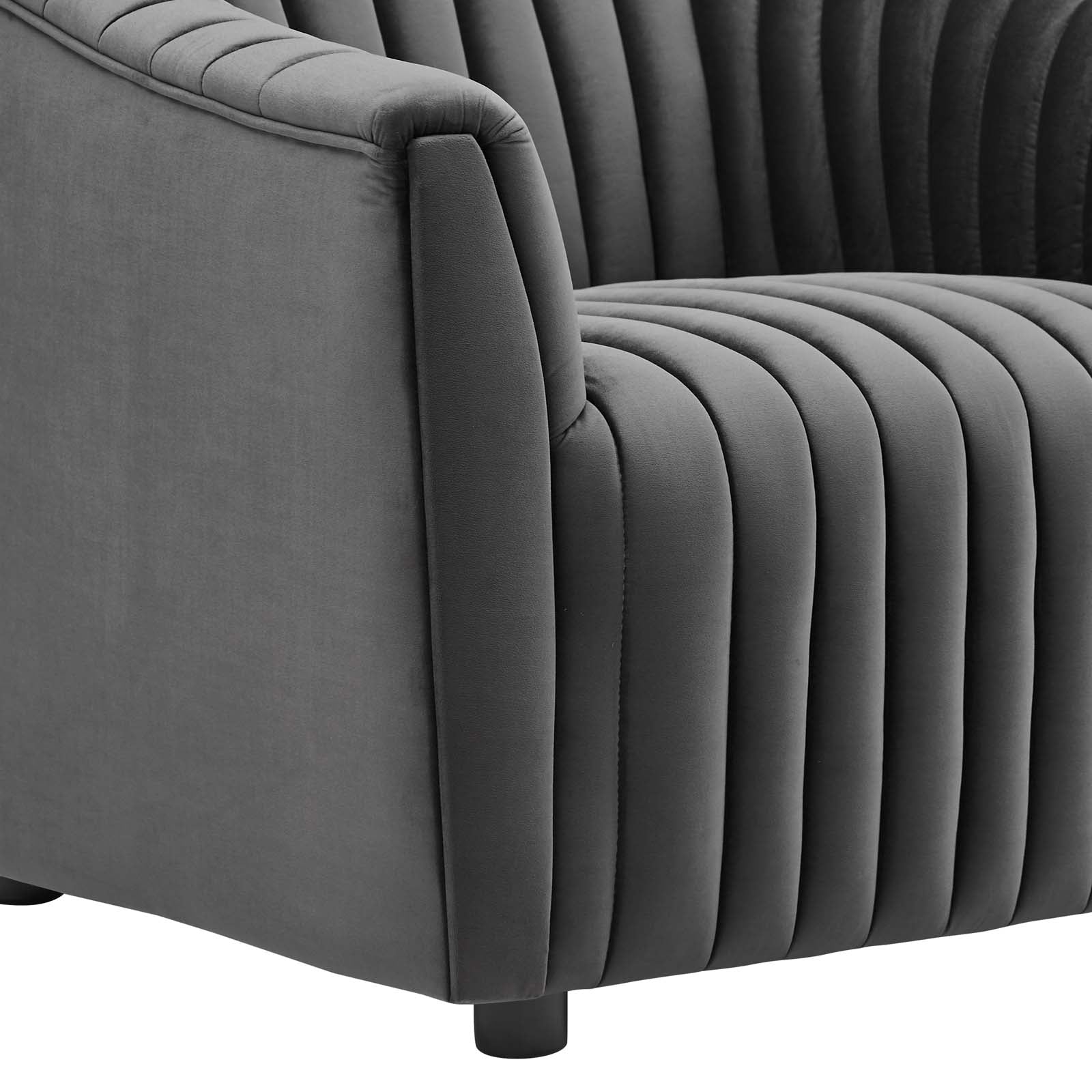 Modway Accent Chairs - Announce Performance Velvet Channel Tufted Armchair Charcoal