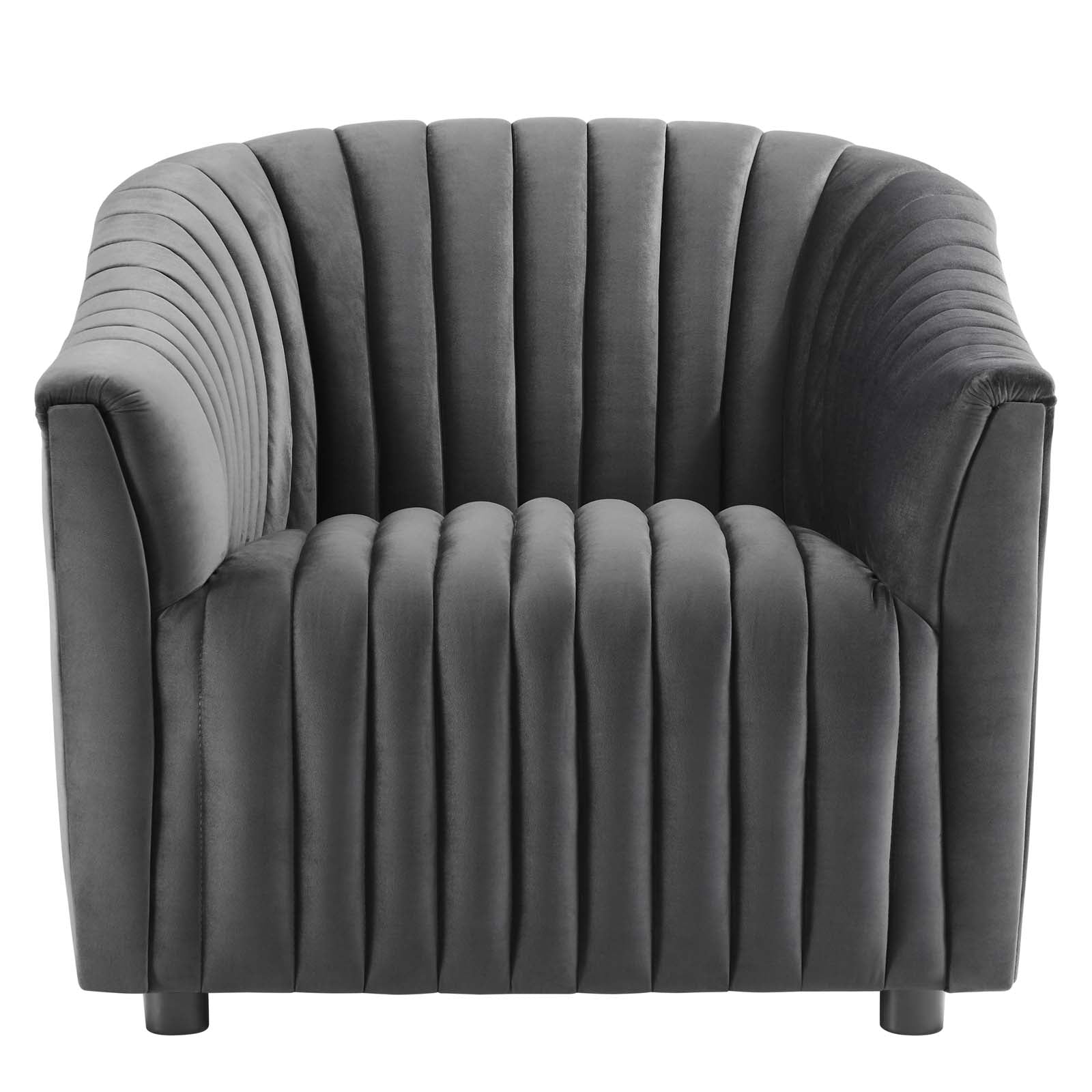 Modway Accent Chairs - Announce Performance Velvet Channel Tufted Armchair Charcoal