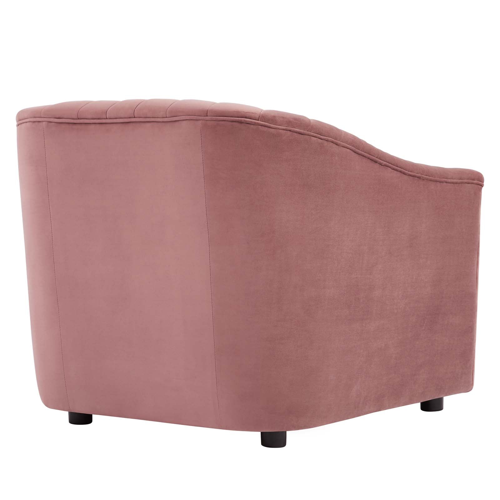 Modway Accent Chairs - Announce Performance Velvet Channel Tufted Armchair Dusty Rose